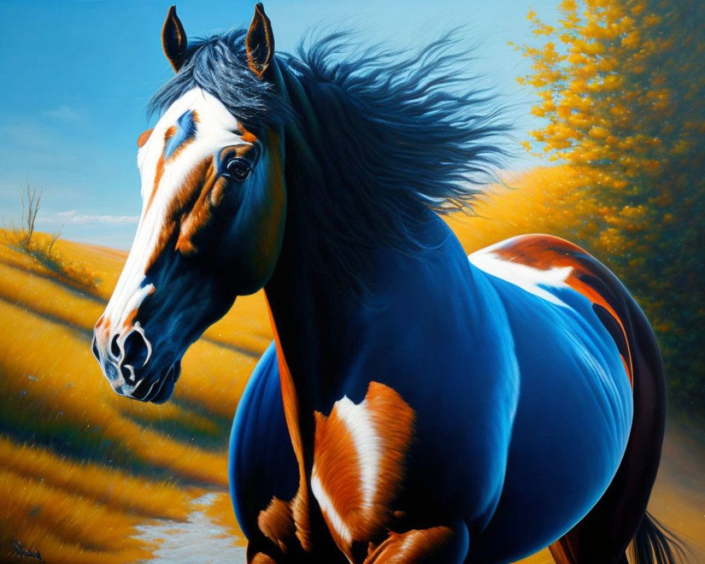 1000x800 image of Slow Horses, watercolor. Deep Dream Generator