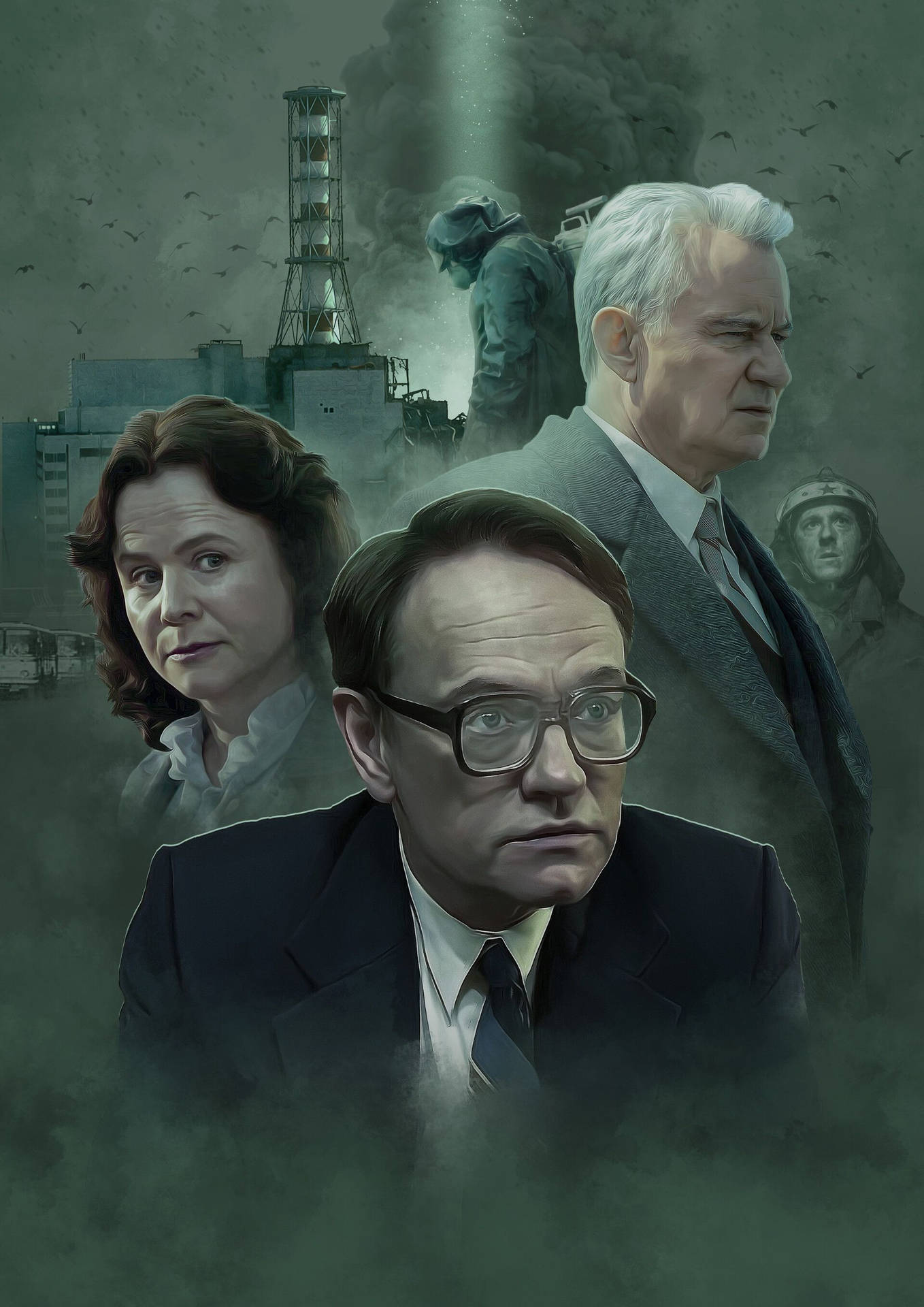 1358x1920 Download Chernobyl Characters Boris With Ulana And Valery Wallpaper