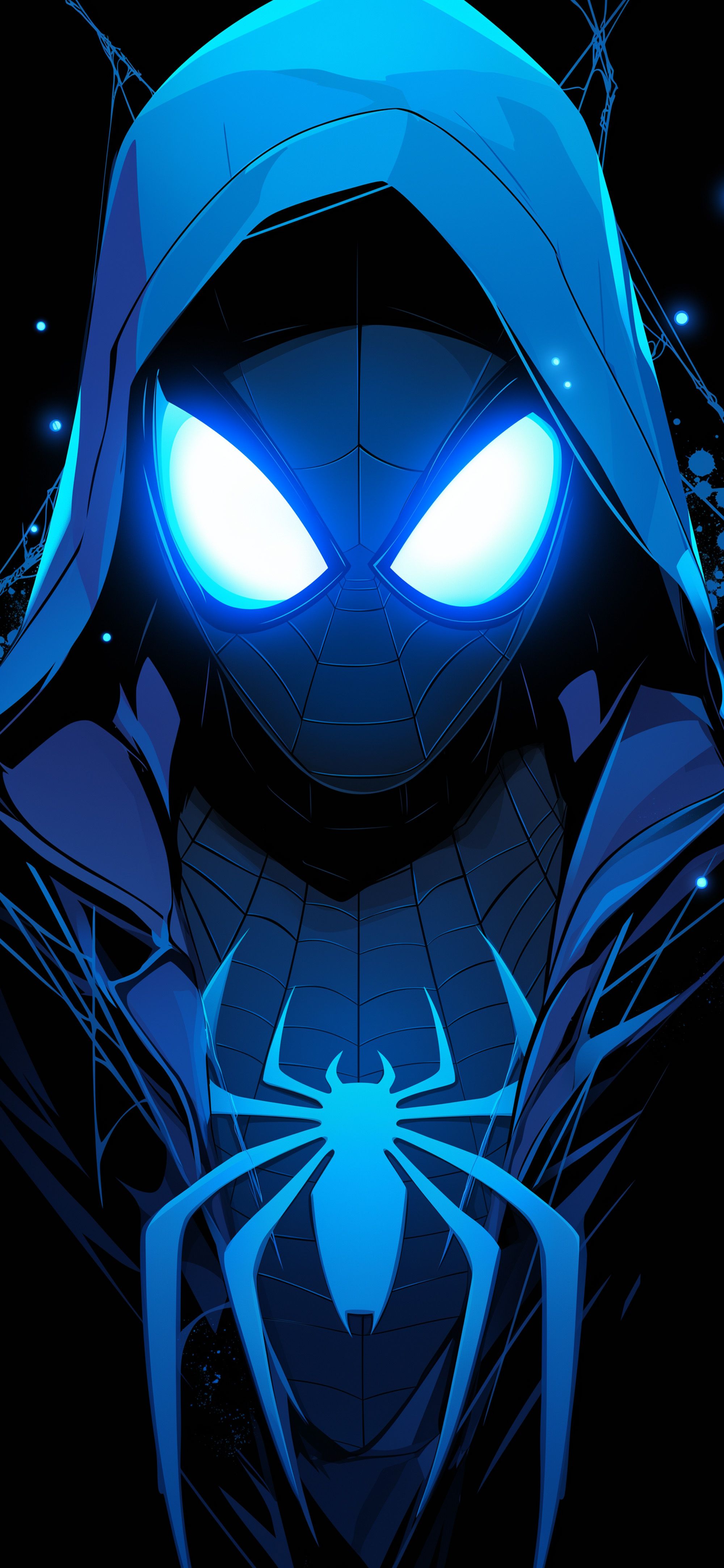 2000x4329 Spider Man Blue Glowing Eyes AMOLED Wallpaper