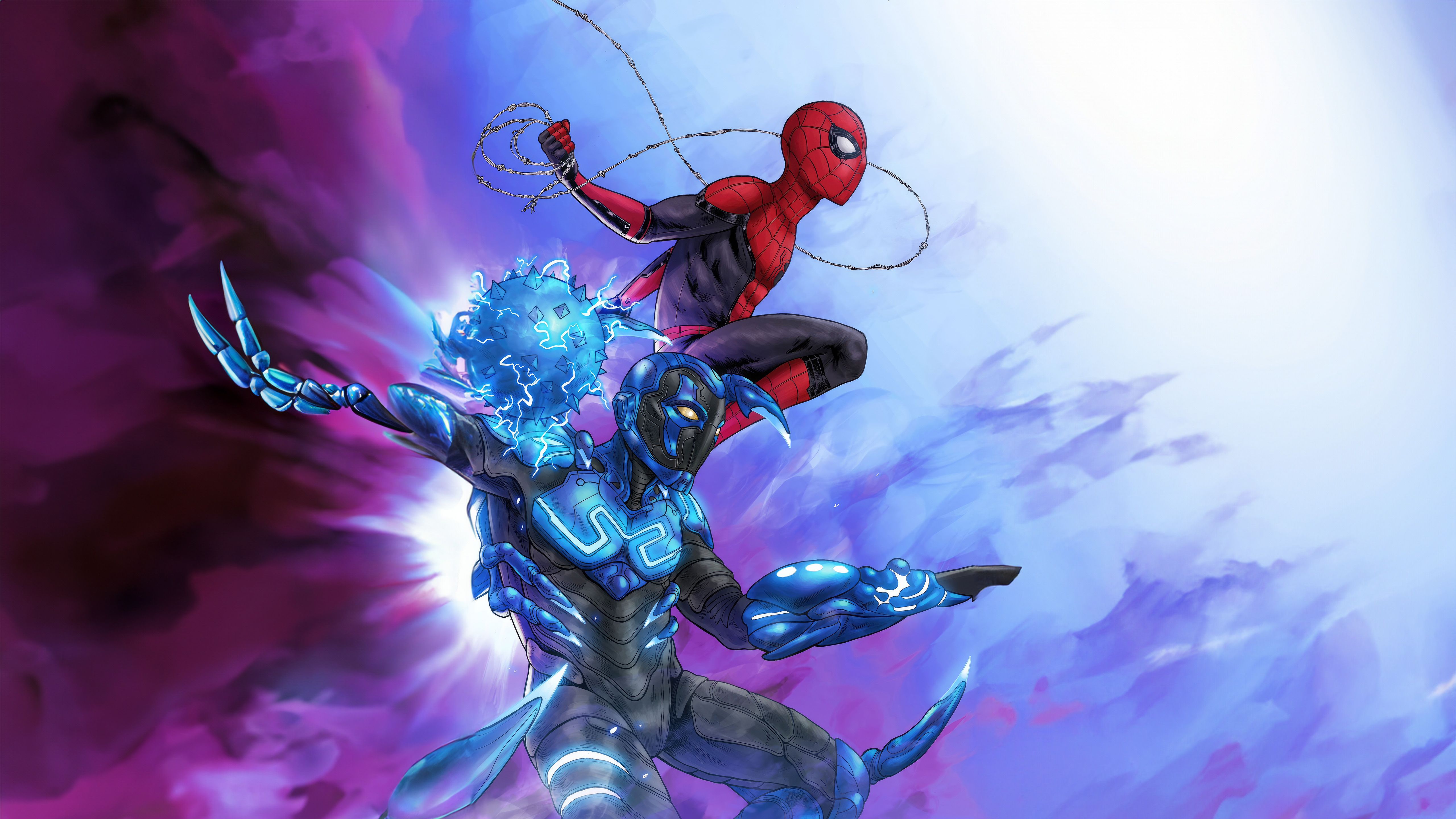 5120x2880 Spider Man Meets Blue Beetle Wallpaper, HD Superheroes Wallpaper, 4k Wallpaper, Image, Background, Photos and Picture