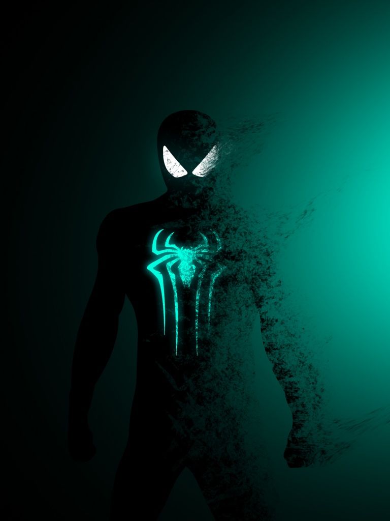 768x1024 Spider Man Dark Cyan 4K Wallpaper
