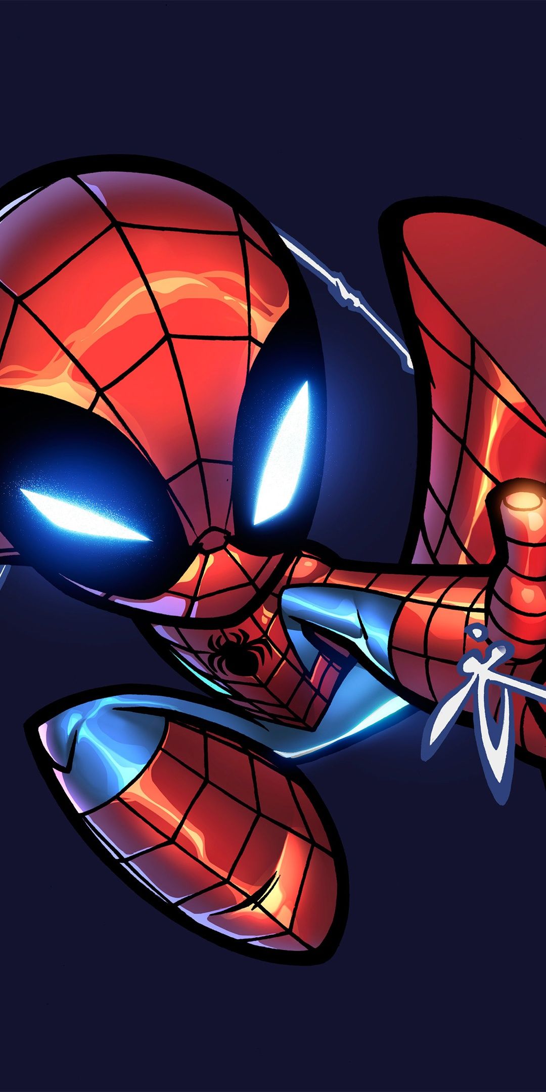 1080x2160 Spider Man Wallpaper 4K, Chibi, Artwork, Dark Blue