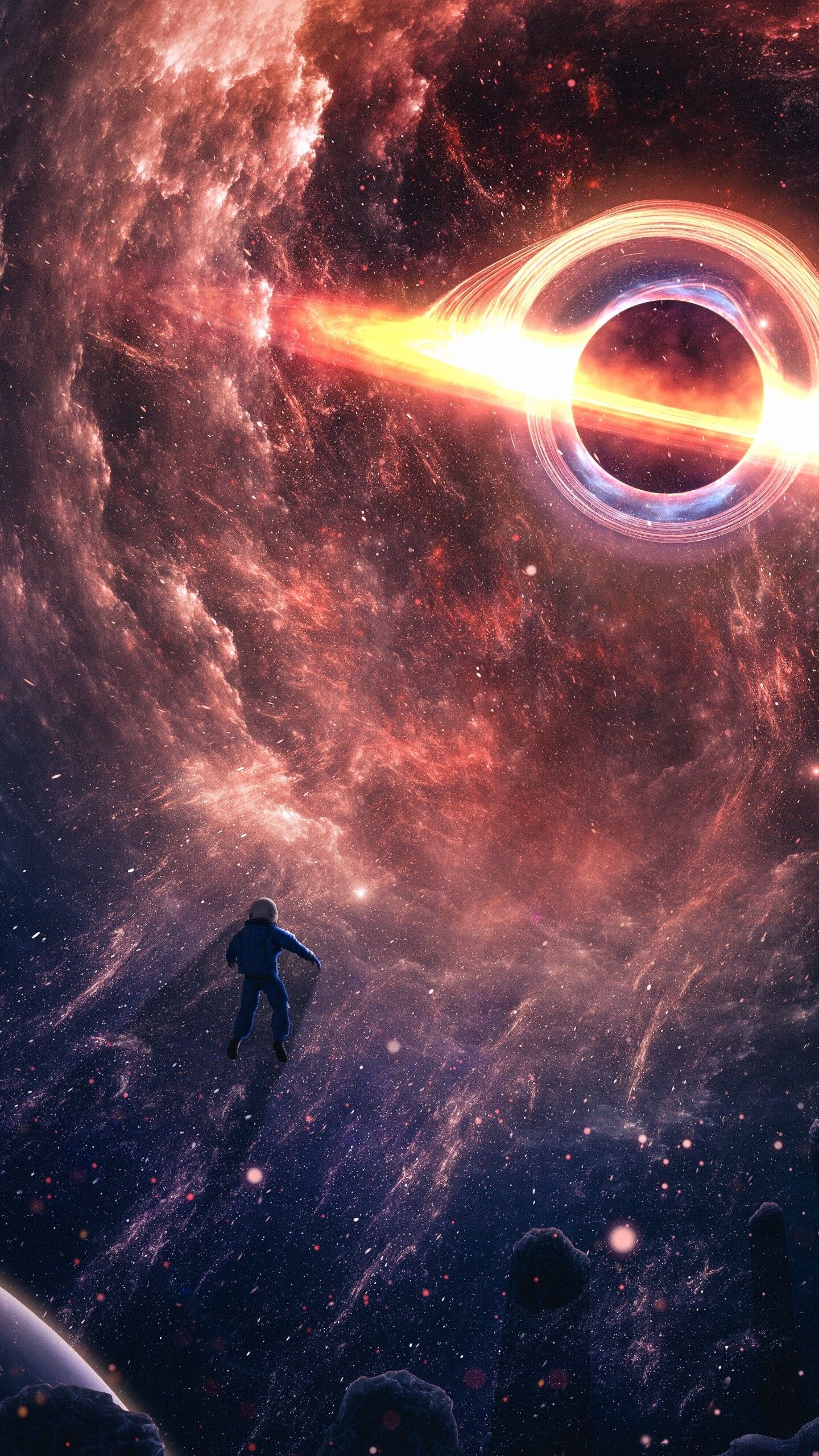 1440x2560 Red Black Hole Wallpaper