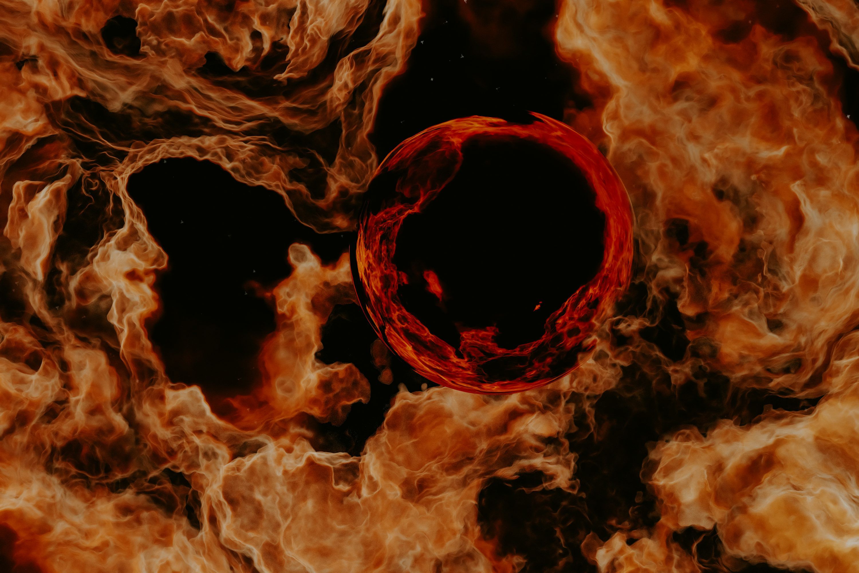 3000x2000 A red object is in the middle of a black hole photo