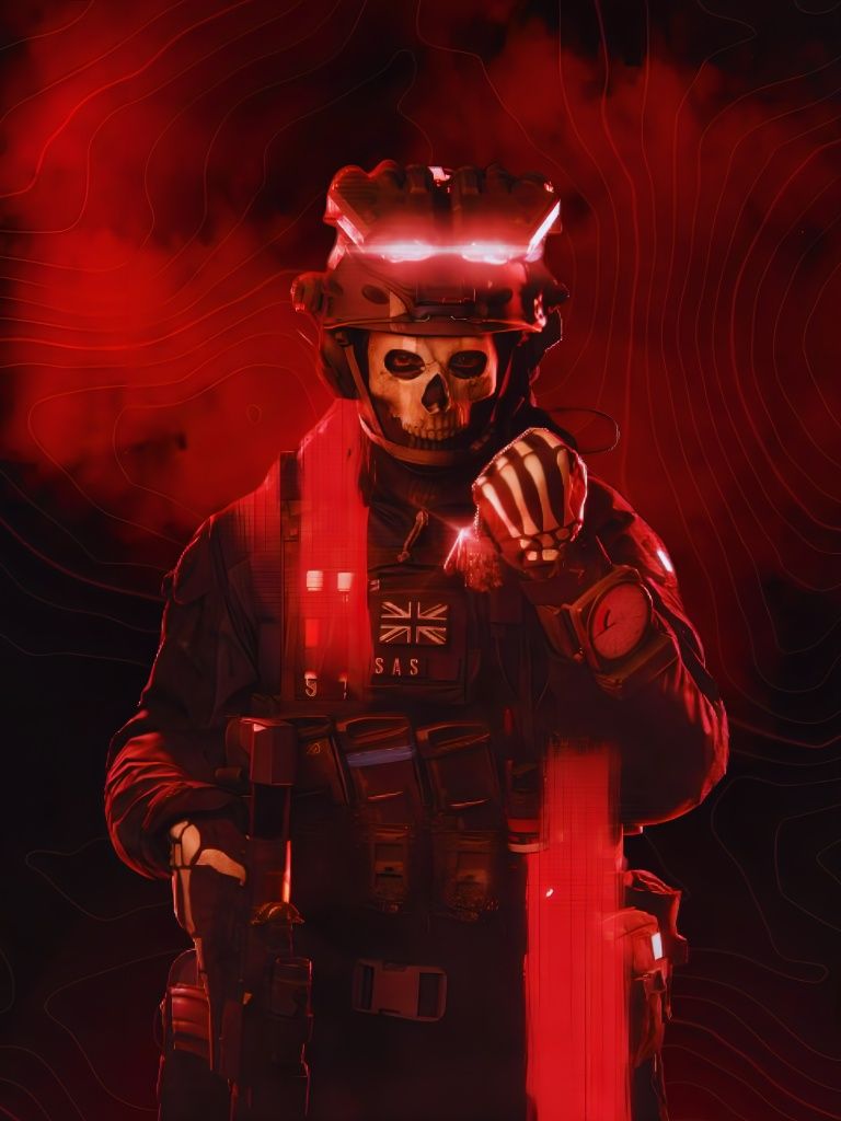 768x1024 Ghost in Modern warfare 2 8K Wallpaper