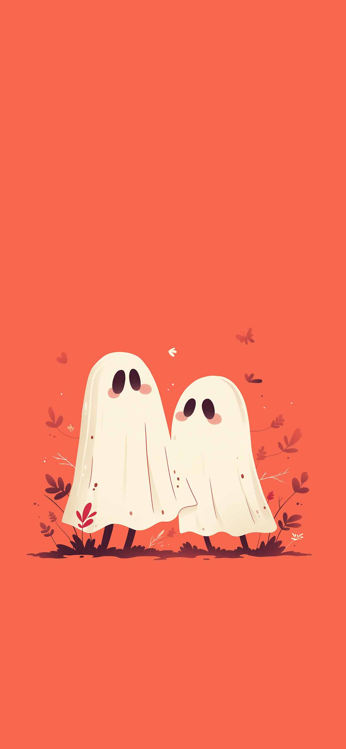 1180x2554 Retro Ghosts Halloween Cartoon Wallpaper Wallpaper HD
