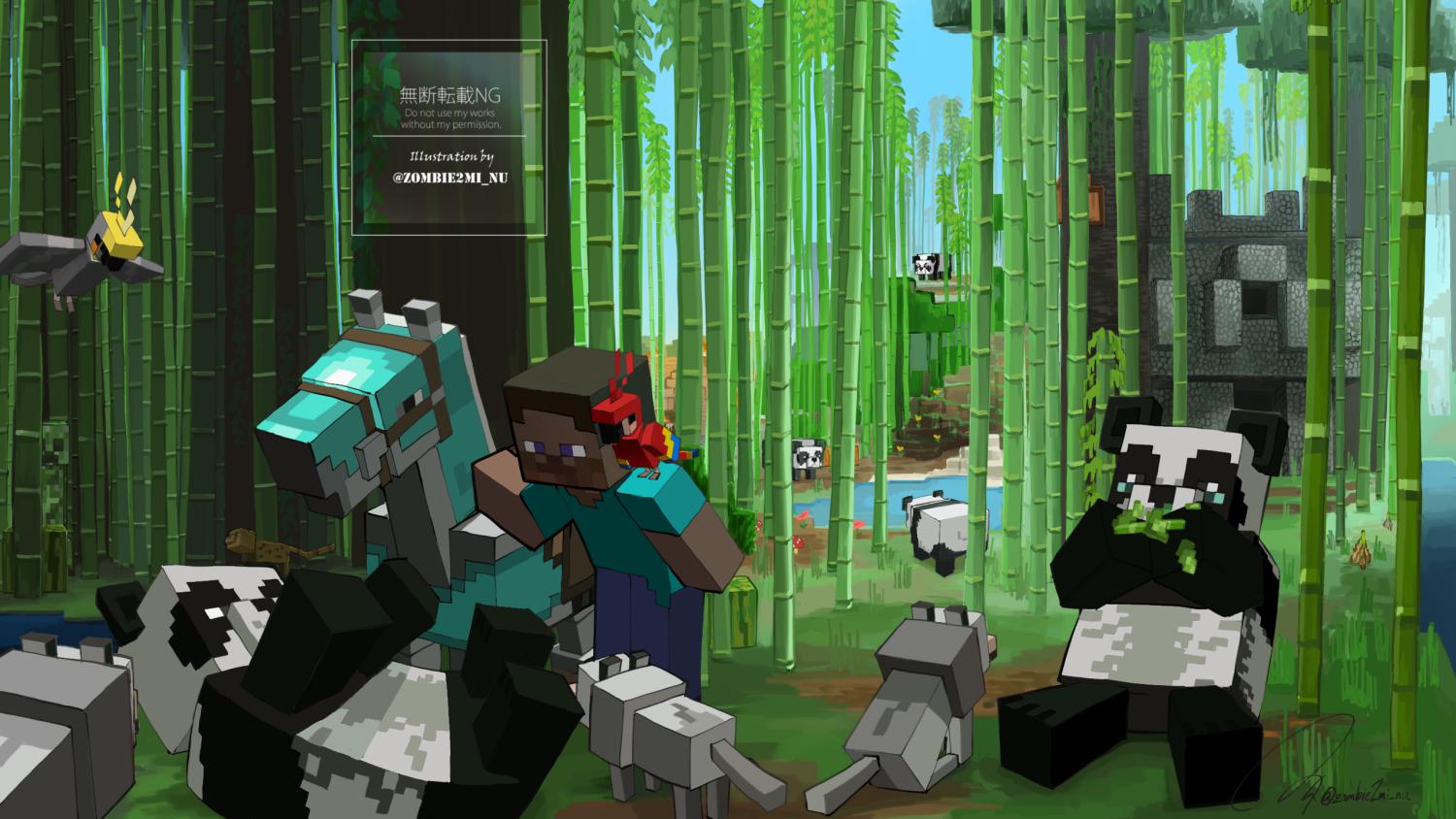 1500x844 It took me about 18 hours to meet these pandas and the great jungle. So I drew this Minecraft fanart for about 18 hours