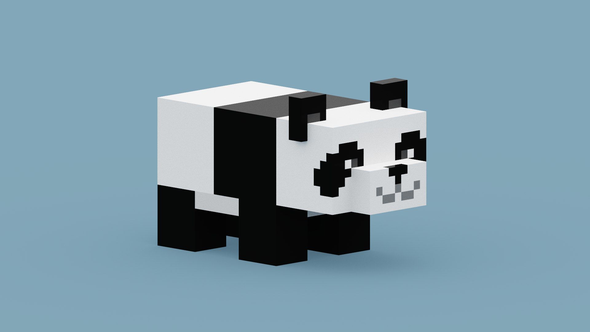 1920x1080 3D Minecraft Panda Model