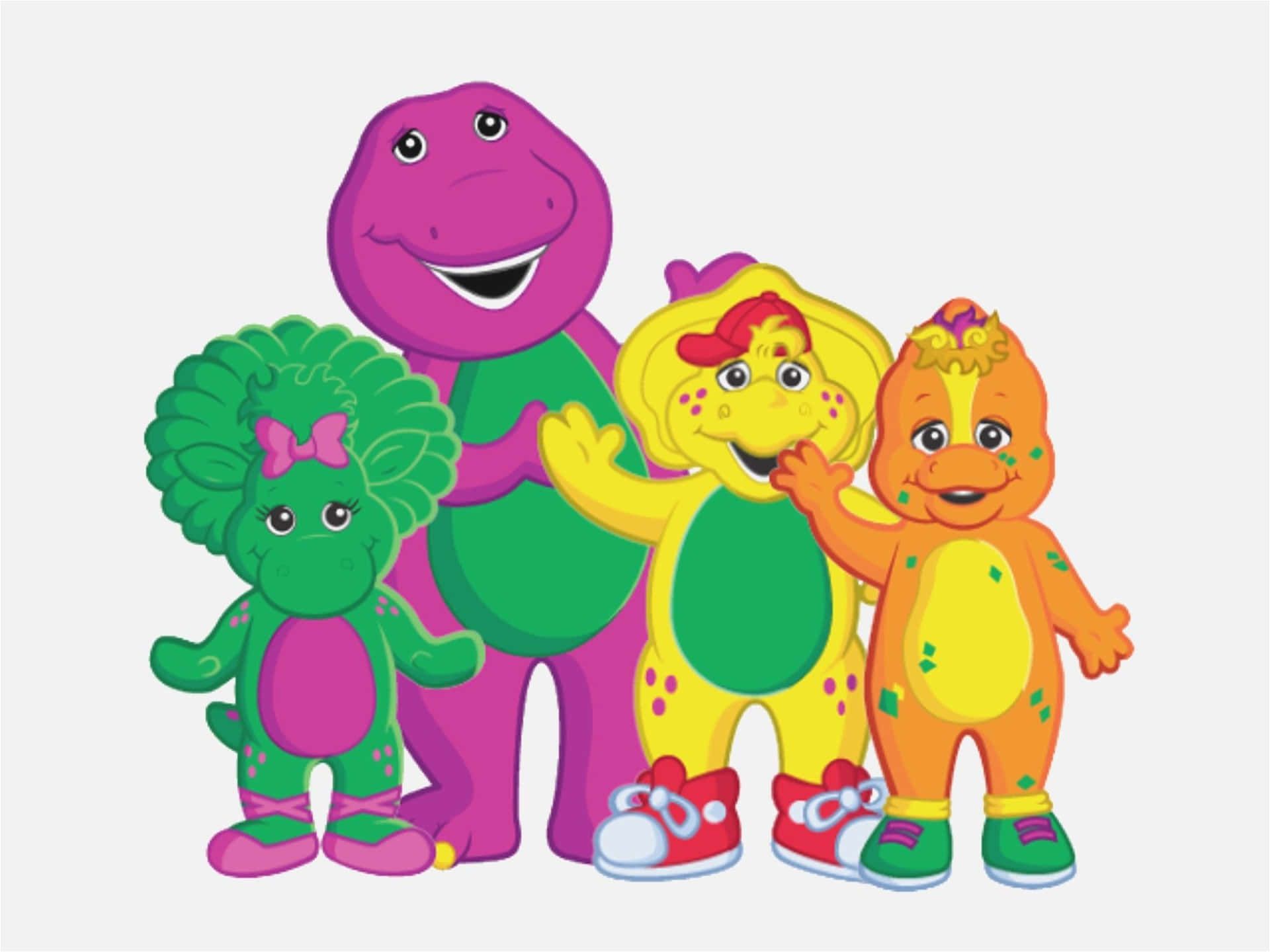 1920x1440 Download Barney the Purple Dinosaur smiling with friends Wallpaper
