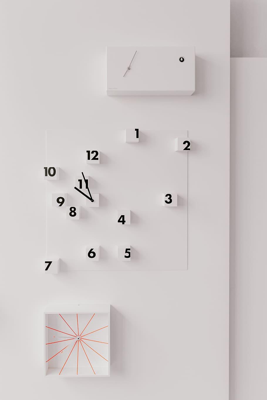 910x1365 HD wallpaper: Modern wall clocks, minimal, minimalist, minimalism, white, clean