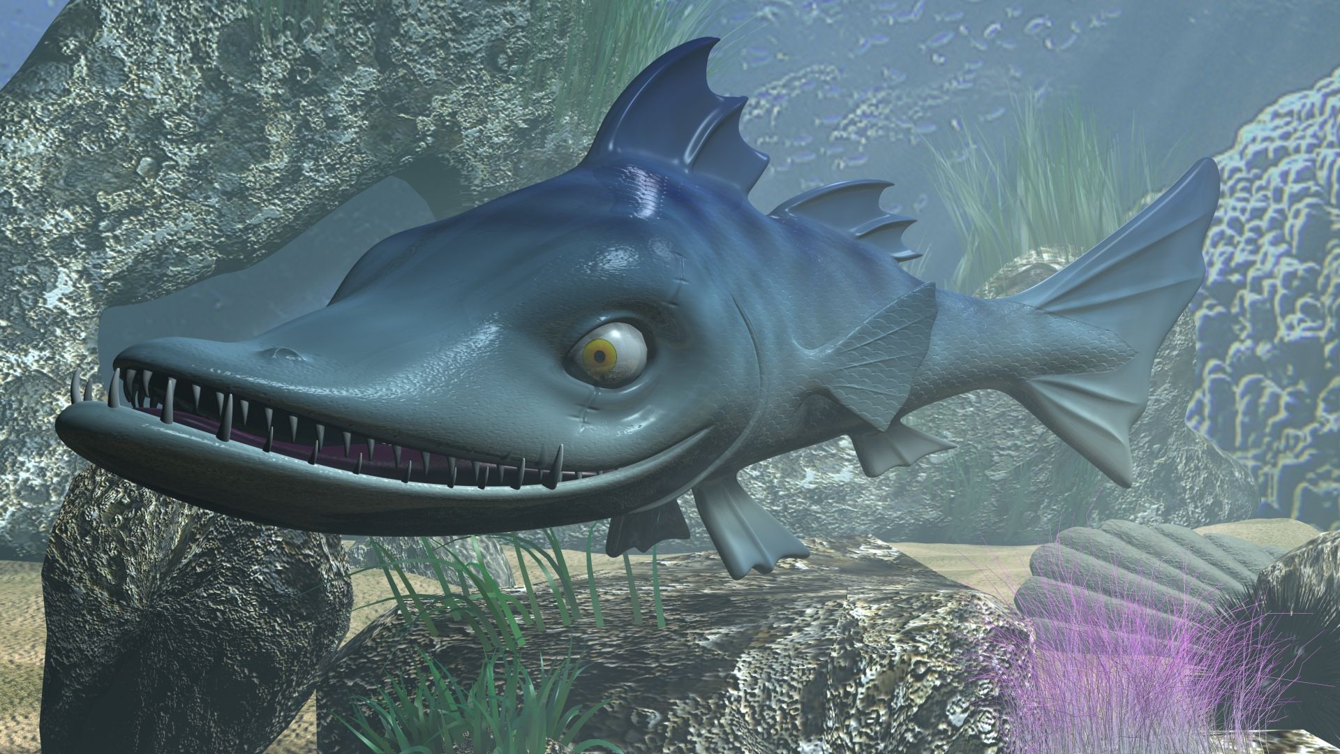 1920x1080 Cartoon Barracuda 3D
