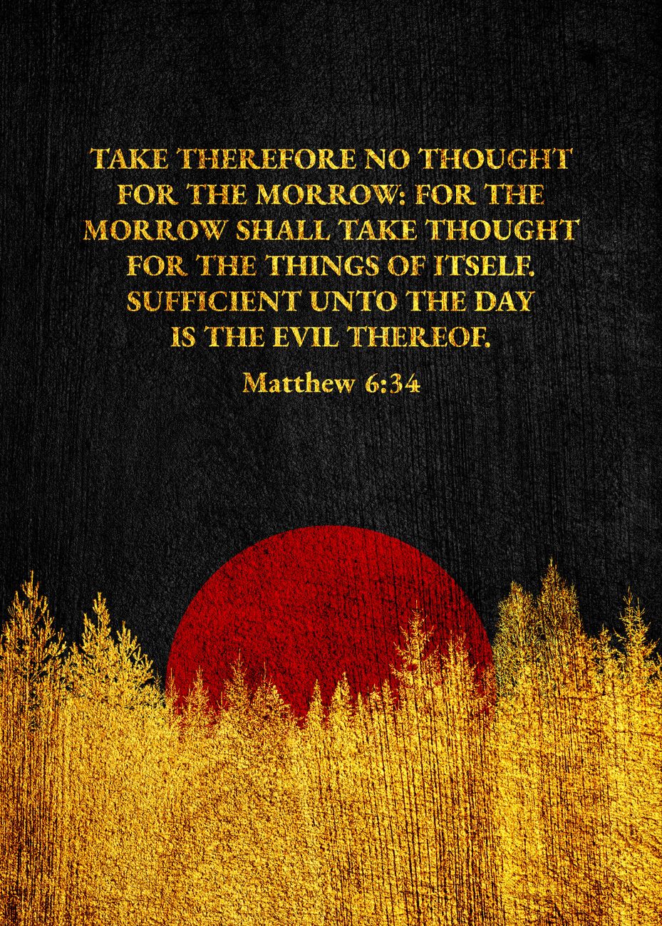 929x1300 Poster Matthew 6:34 Bible Verse. Wall Art 1 FREE