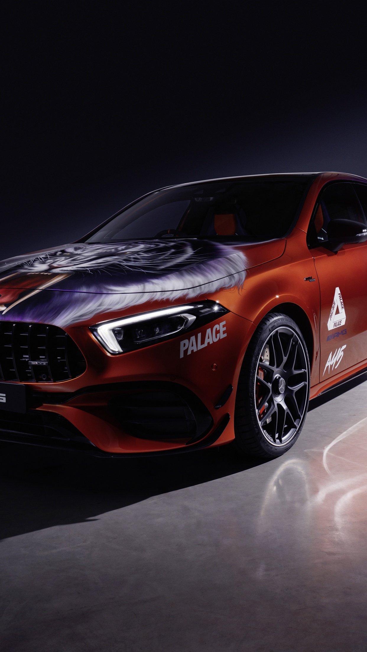 1242x2208 Mercedes AMG A 45 S 4MATIC+ Palace Skateboards Art Car Wallpaper 4K, 5K