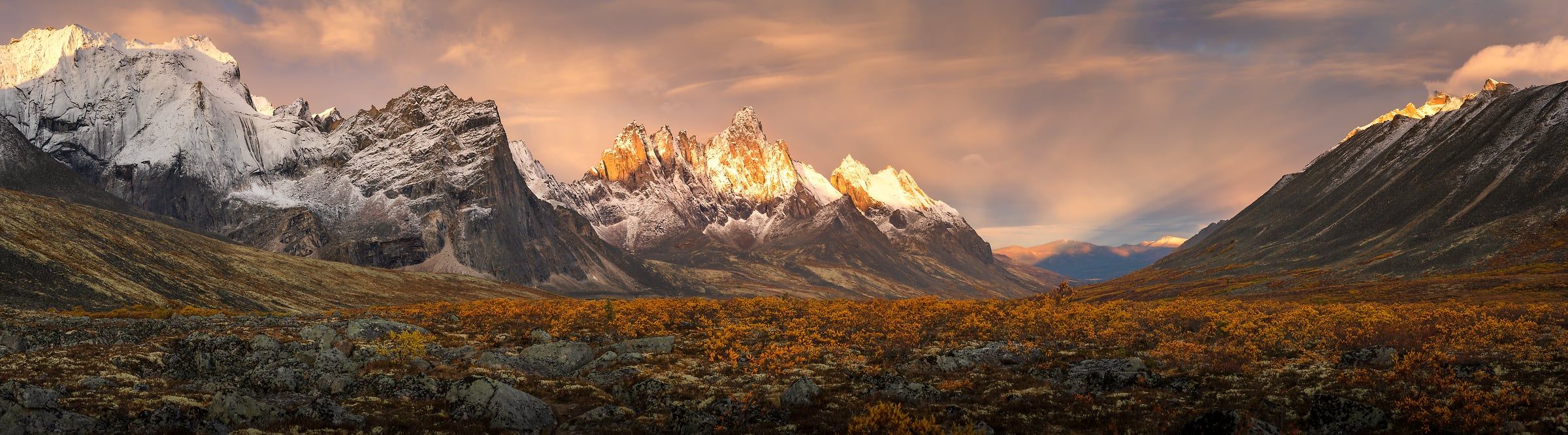 2400x666 Epic Mountain Mural Wallpaper: Ultra High Res Photo