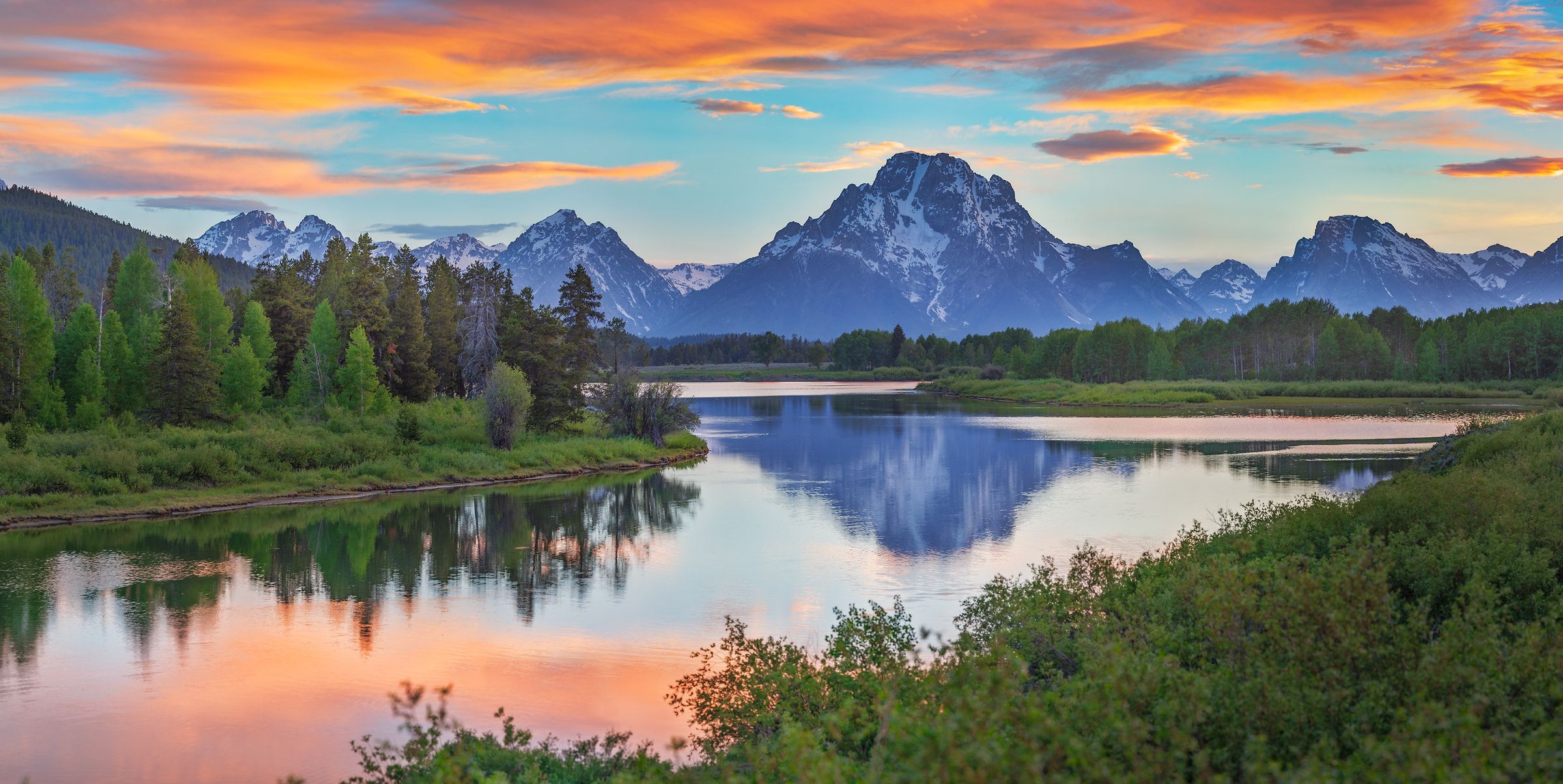 2400x1205 Wyoming sunset landscape photo