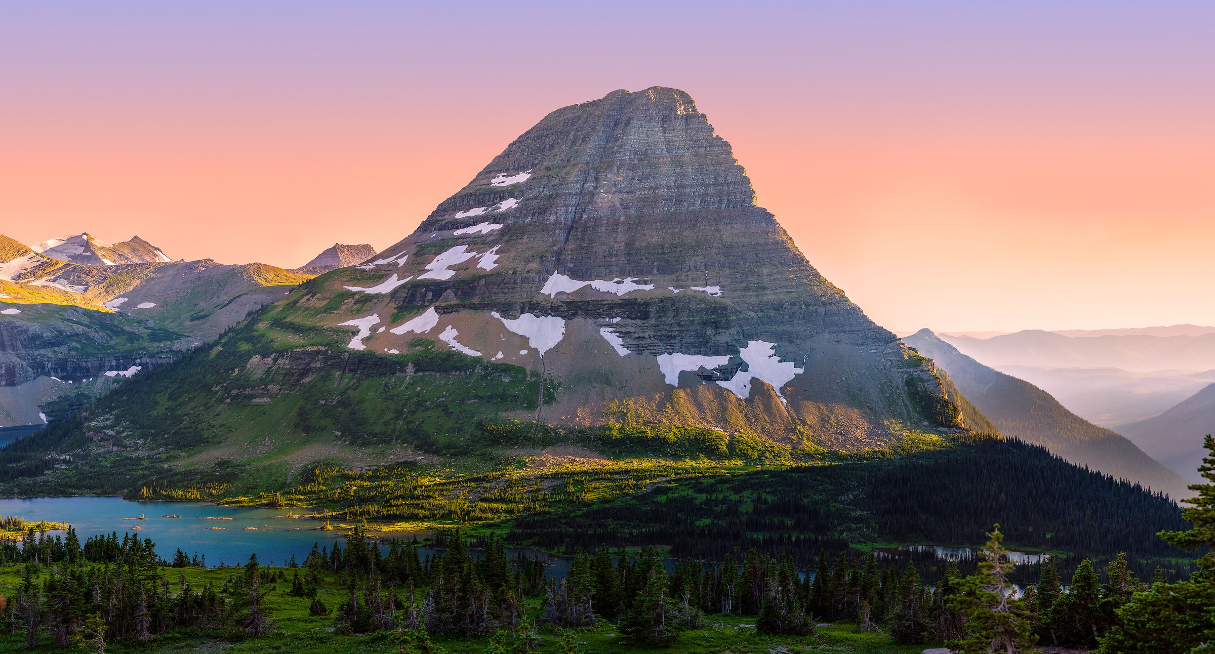2400x1292 High resolution mountain sunset wallpaper