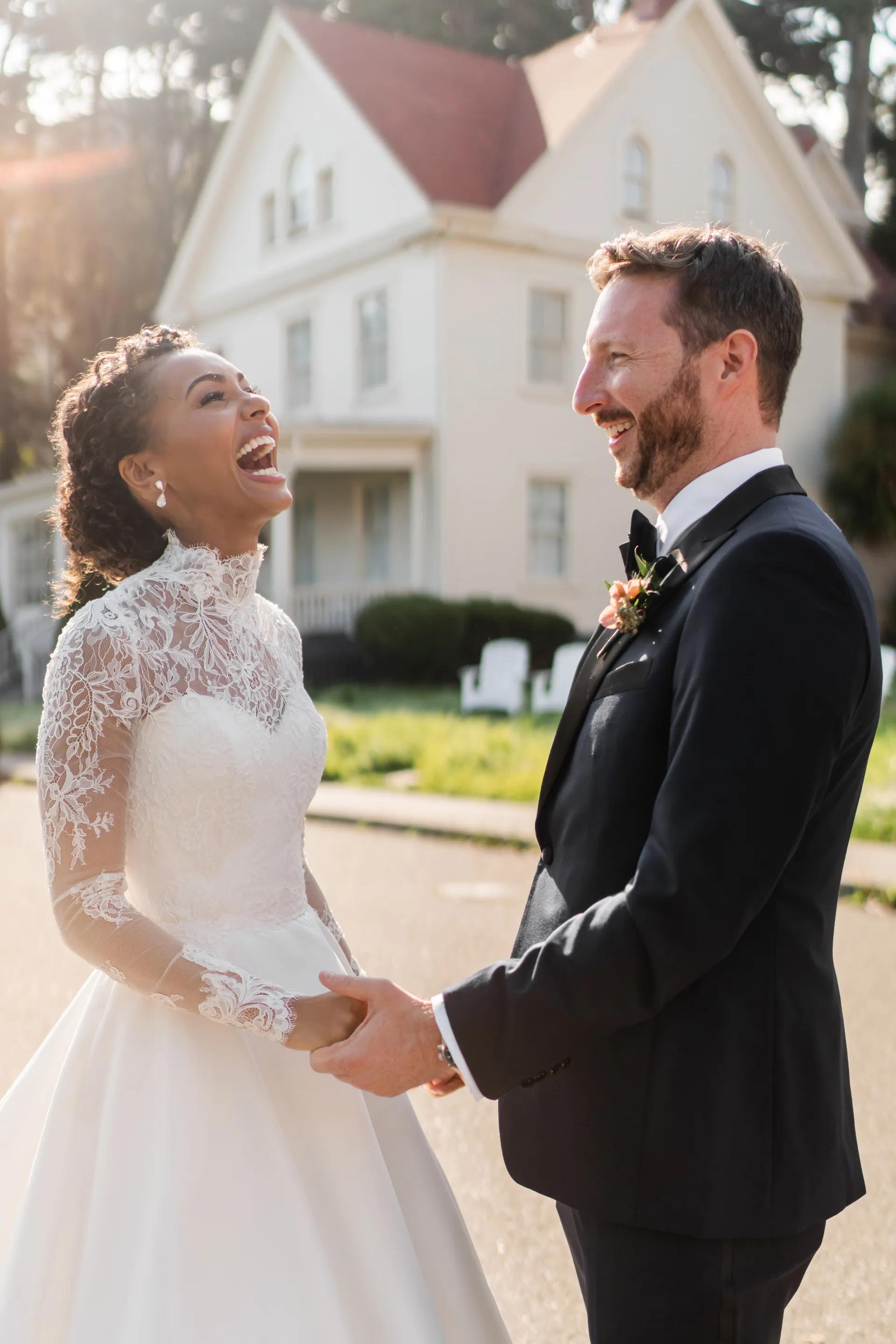 1920x2880 Sport Reporters Malika Andrews and Dave McMenamin's San Francisco Wedding Was Held at the Foot of the Golden Gate Bridge