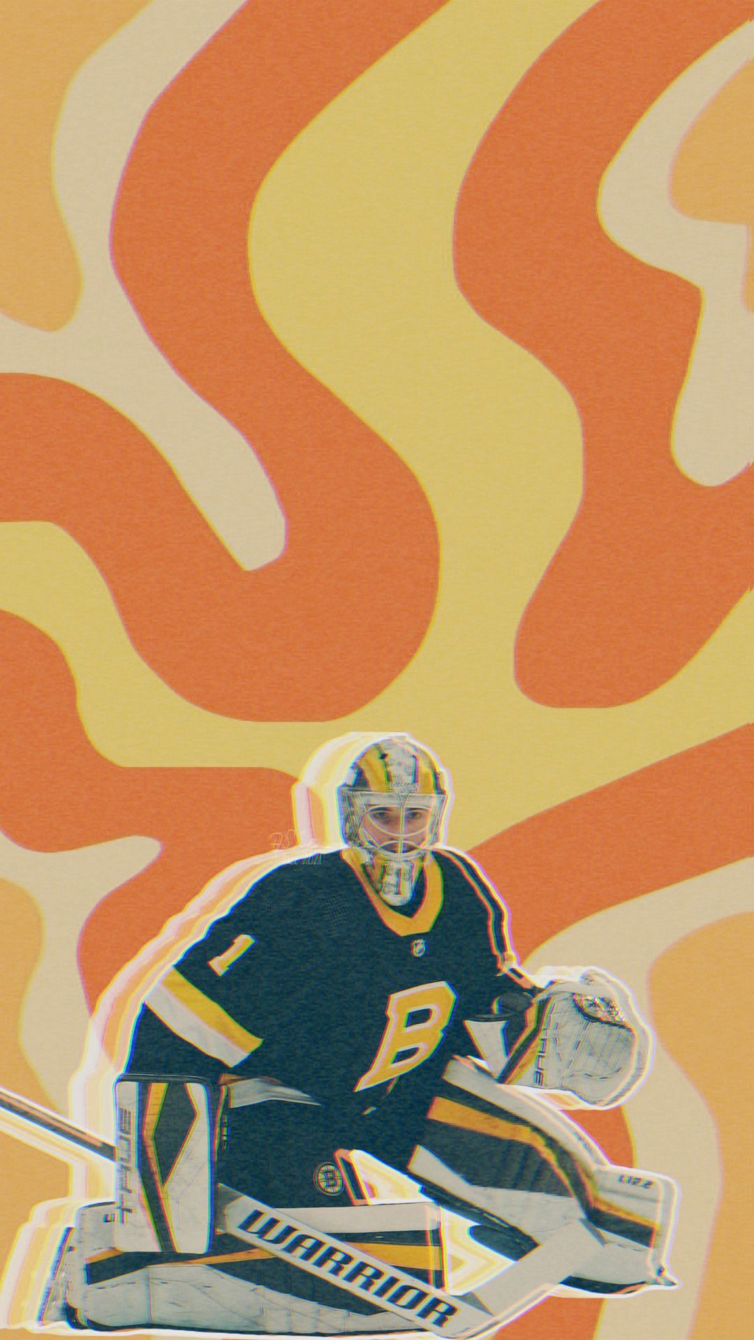 1080x1920 wallpaper • jeremy swayman + '70s retro Requested by anon Credits of the wallpaper' elements and style go to their respective