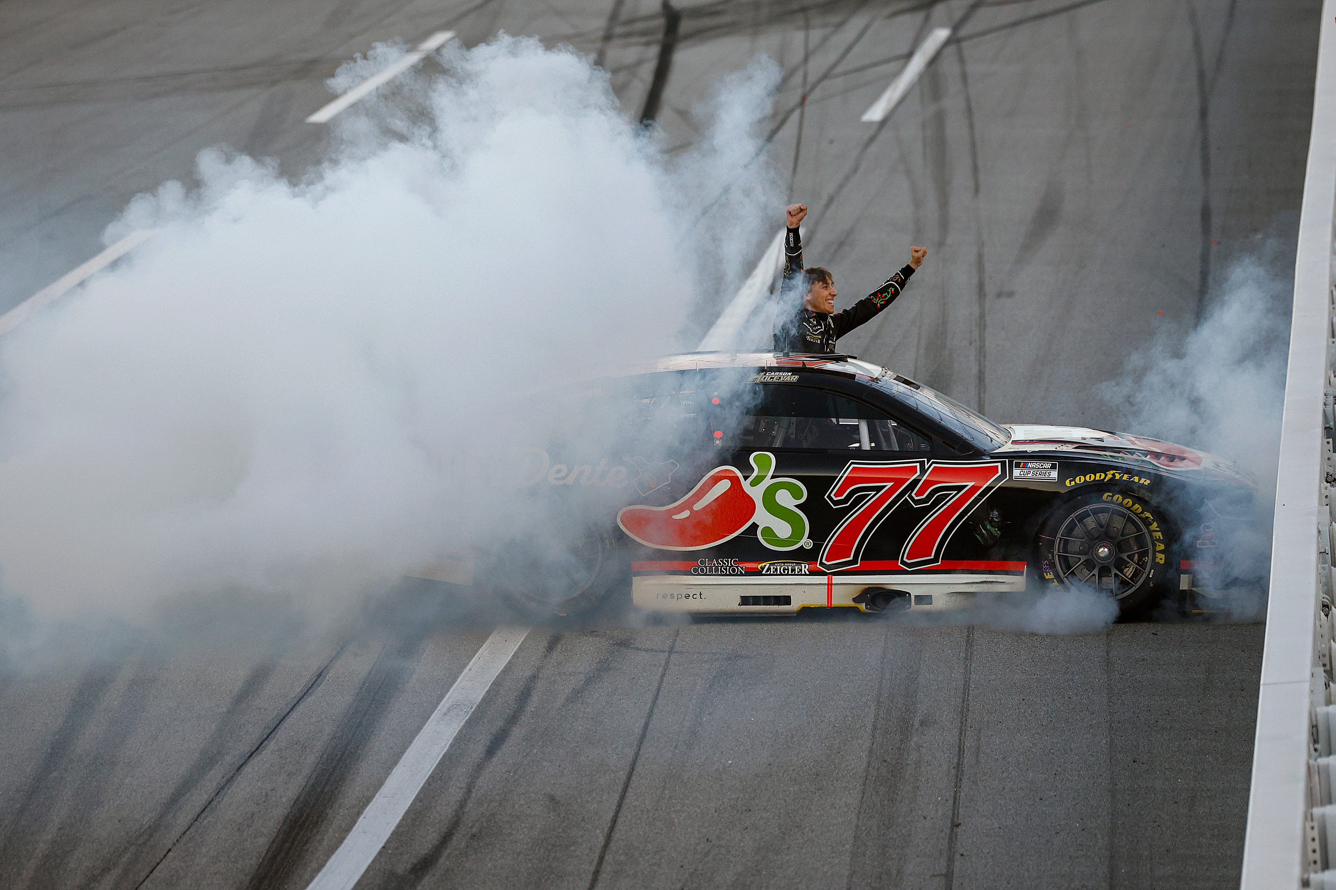 4252x2834 Carson Hocevar Cup Win Talladega! The Burnout Will Forever Be In NASCAR History!