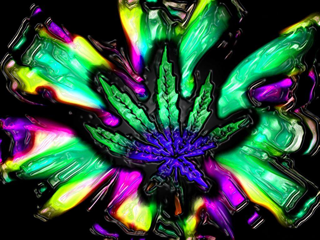 1024x768 Psychedelic Weed Wallpaper