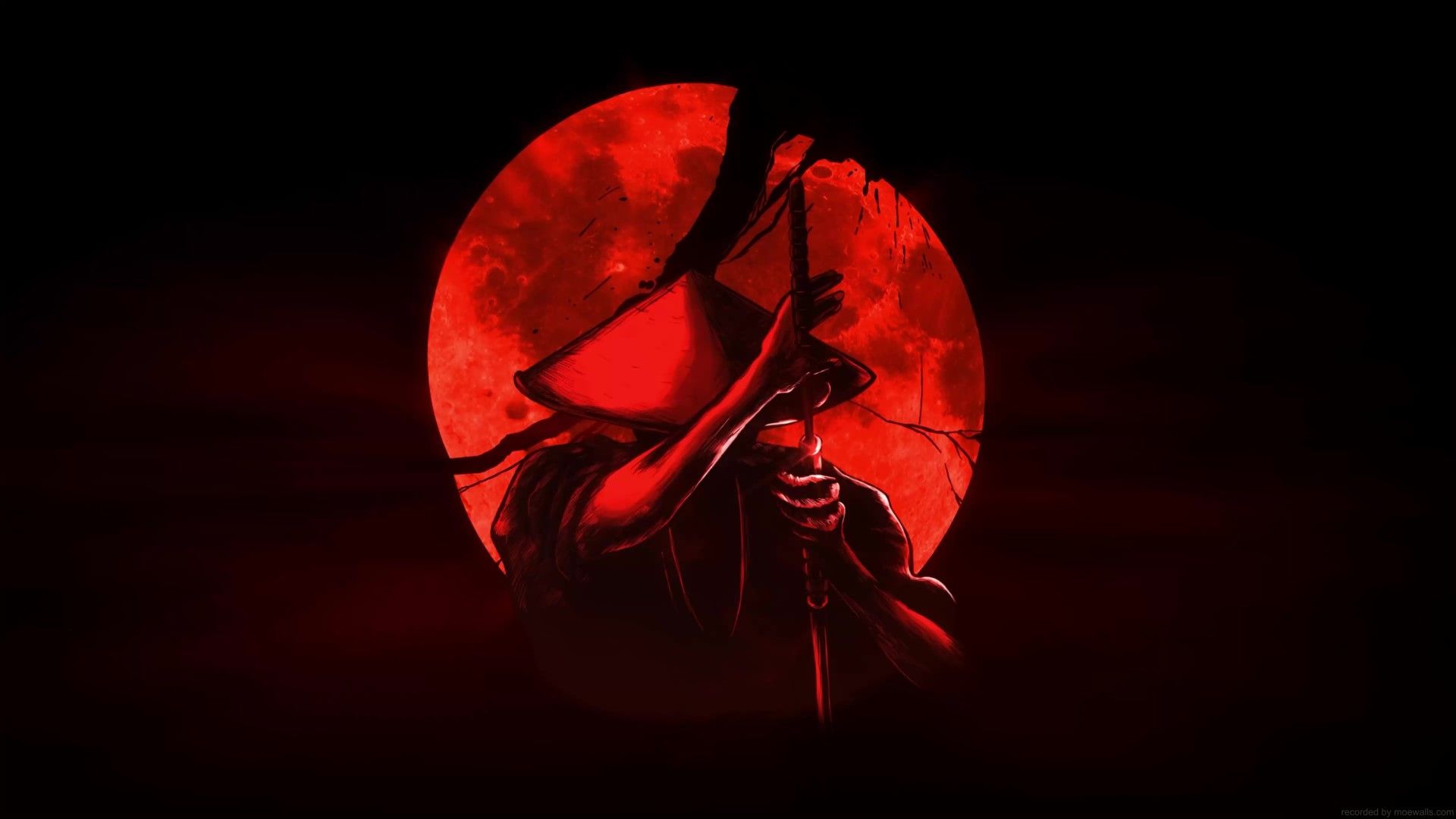 1920x1080 Blood Moon Samurai Live Wallpaper