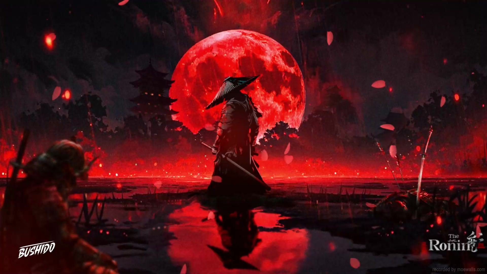 1920x1080 Blood Moon Samurai Live Wallpaper