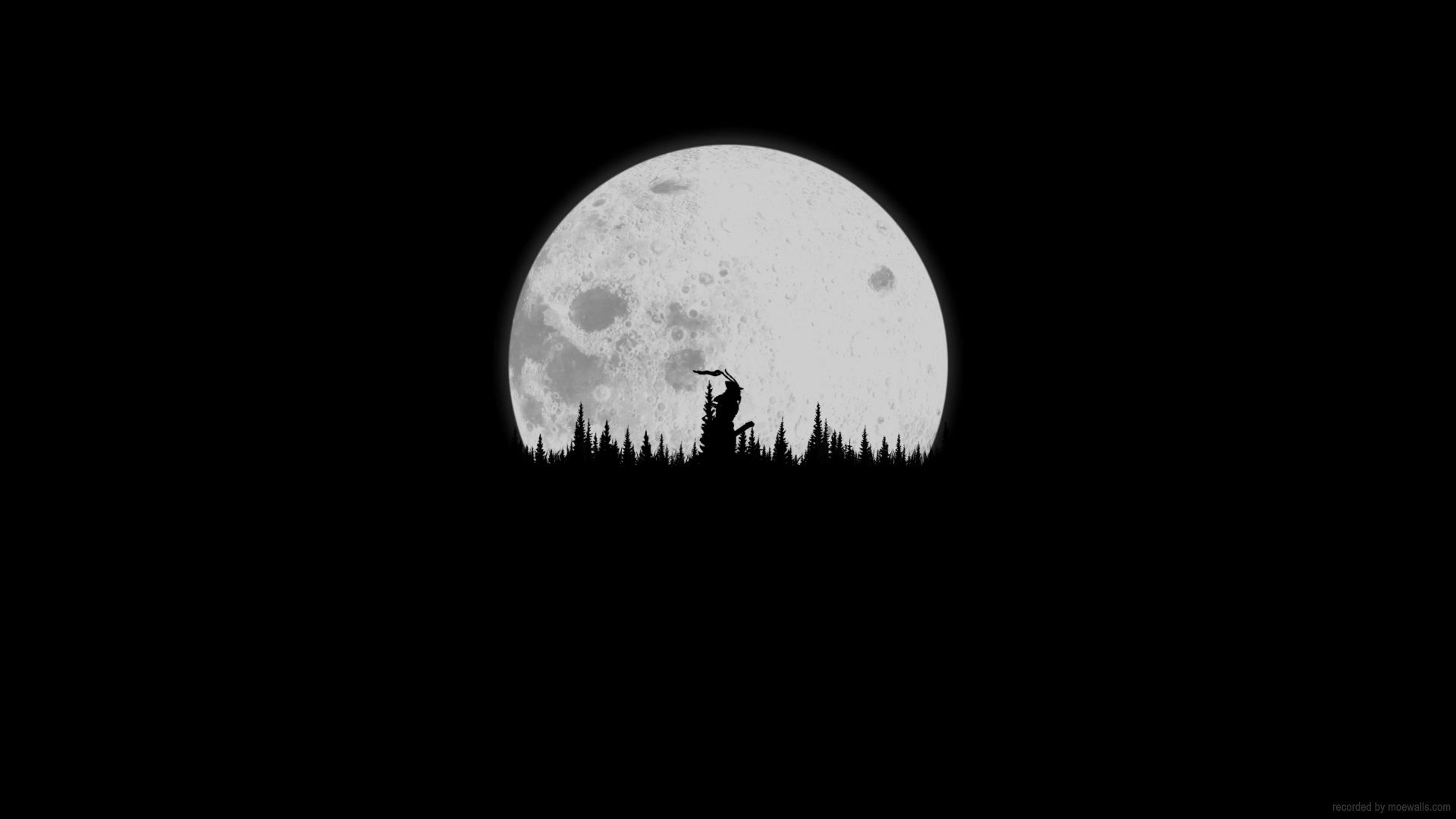 1920x1080 Abstract Samurai Walking Under The Moonlight Live Wallpaper