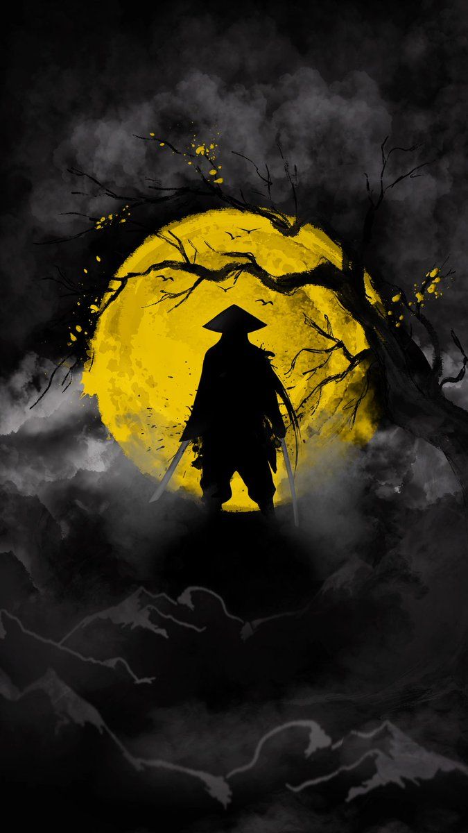 675x1200 4k #wallpaper for your #smartphone #Samurai #Moon