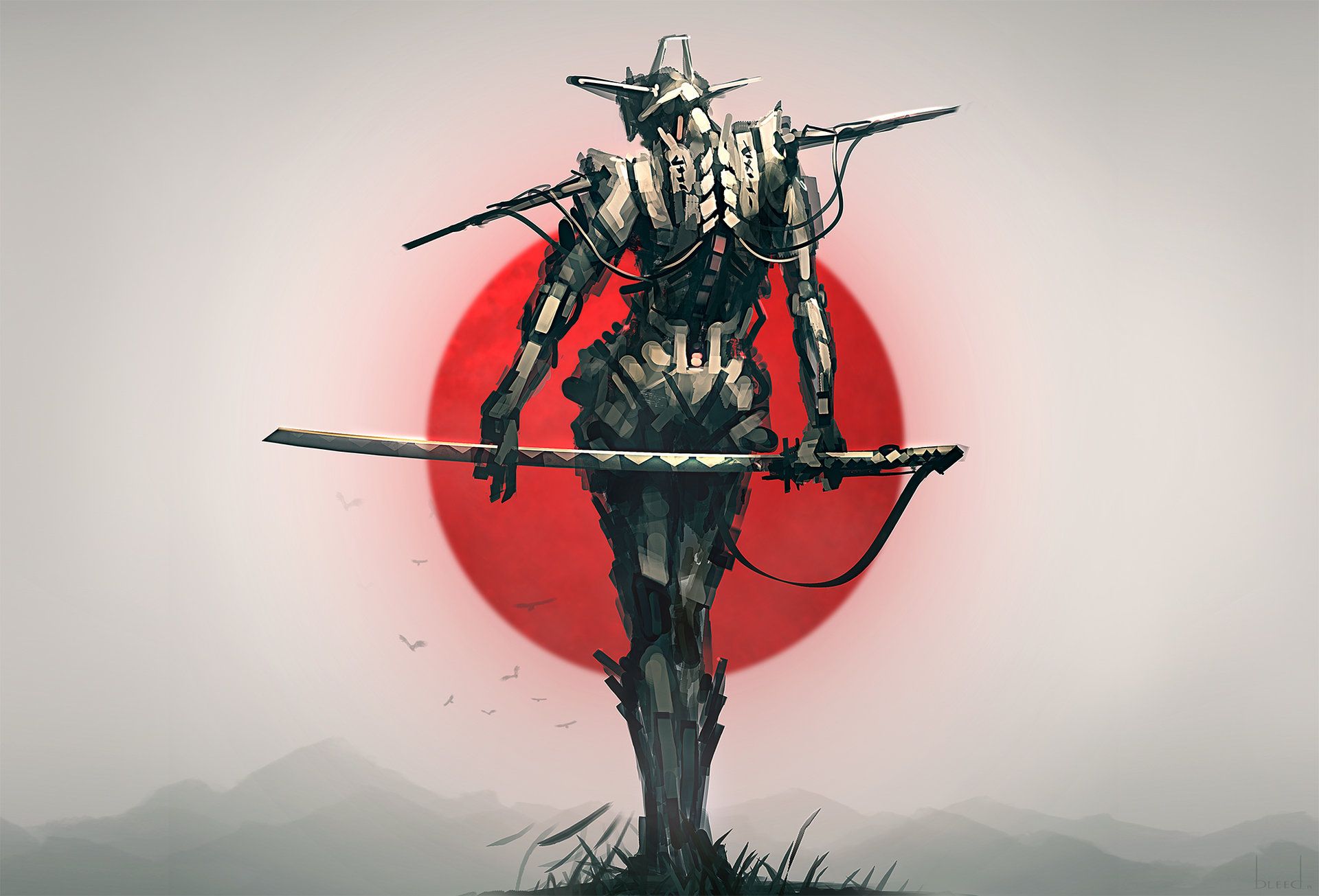 1920x1305 Red Moon Samurai