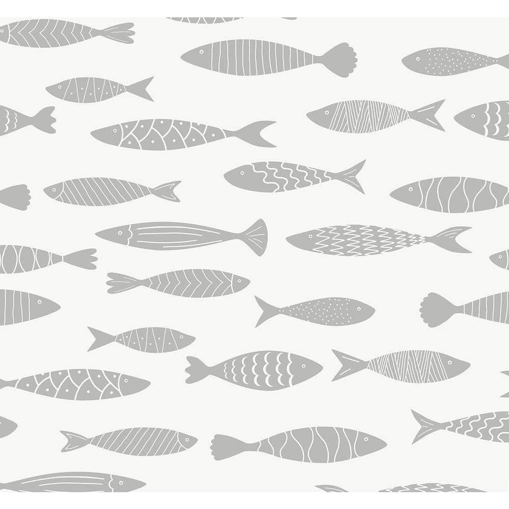 1000x1000 Seabrook SC21508 Bay Fish Silver Sea Wallpaper
