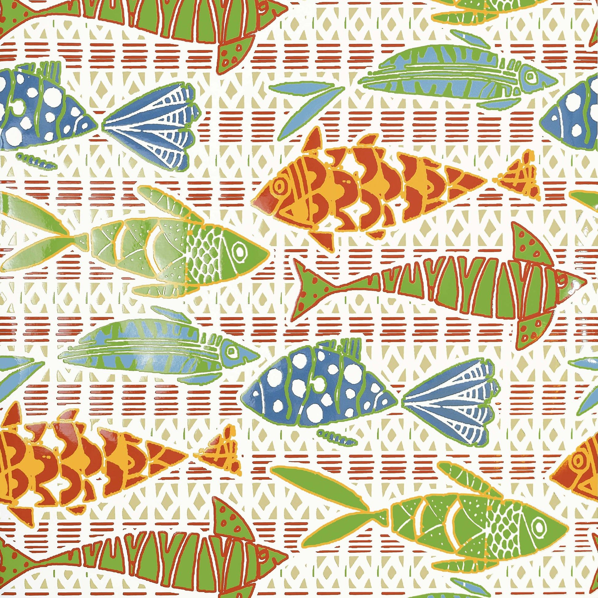 1946x1946 Thibaut Islander Batik Fish Wallpaper & Blue