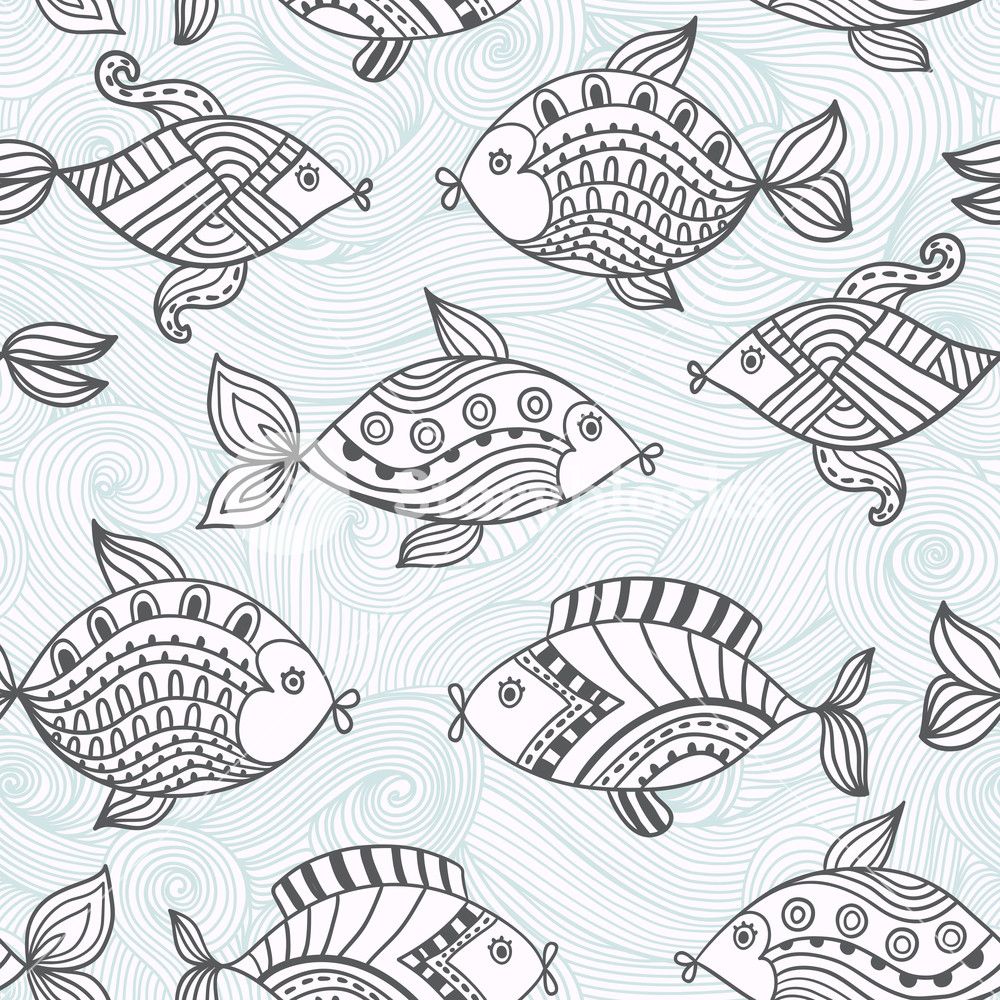 1000x1000 Fish Pattern In Abstract Style.seamless Pattern Can Be Used For Wallpaper Royalty Free Stock Vector SBI 300468597