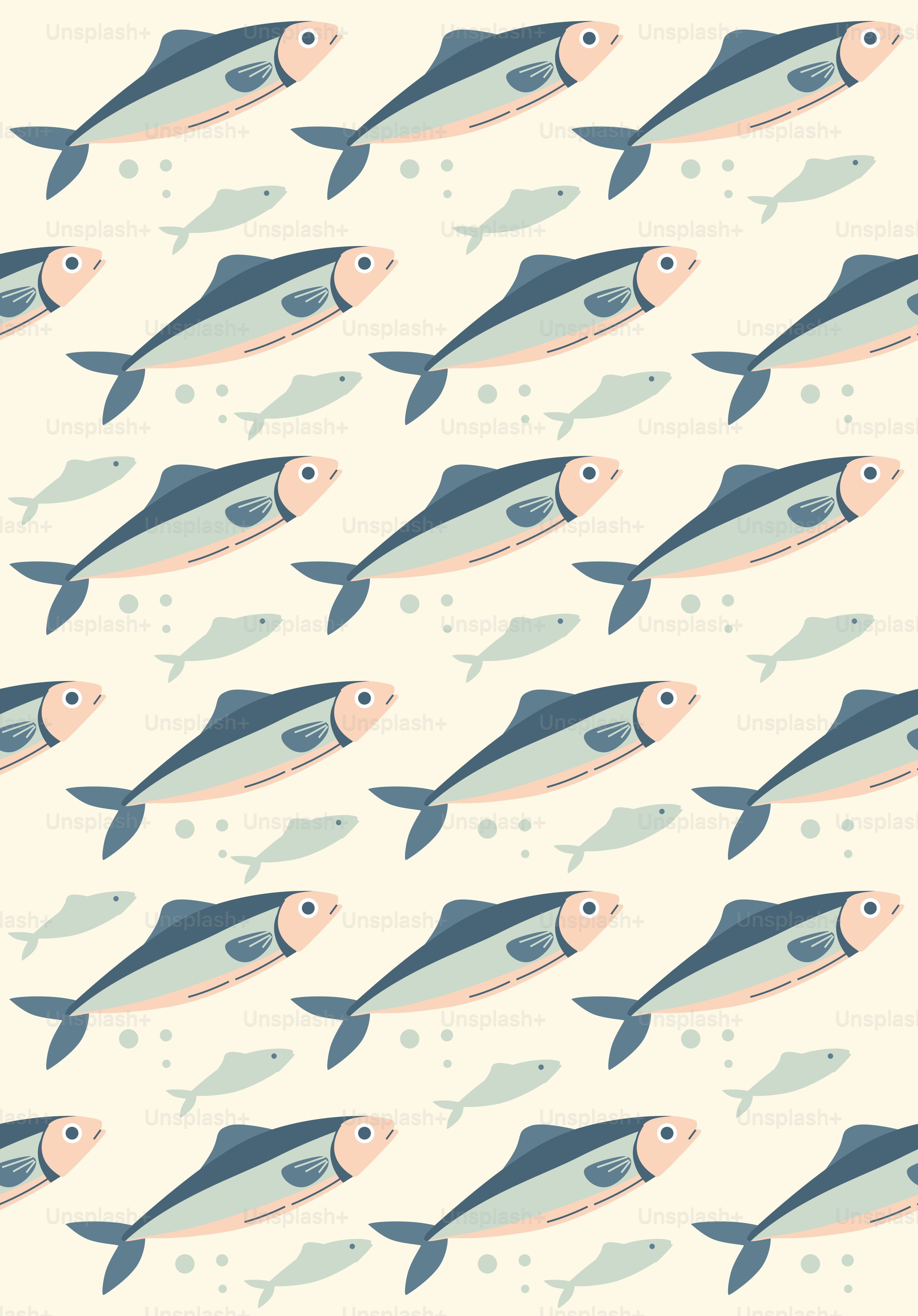 3000x4300 Many stylized fish swim in a repeating pattern. vector