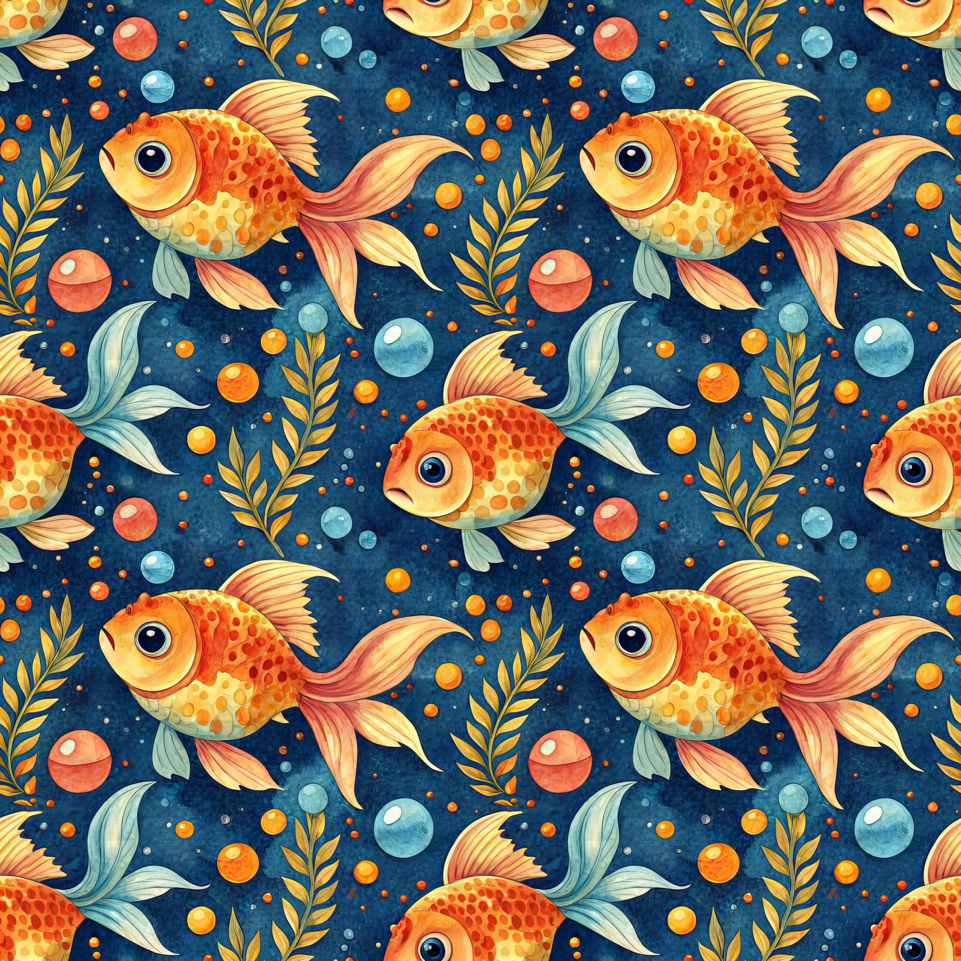 1920x1920 Goldfish Underwater Pattern 1 Quilting Cotton Fabric 45 Wide