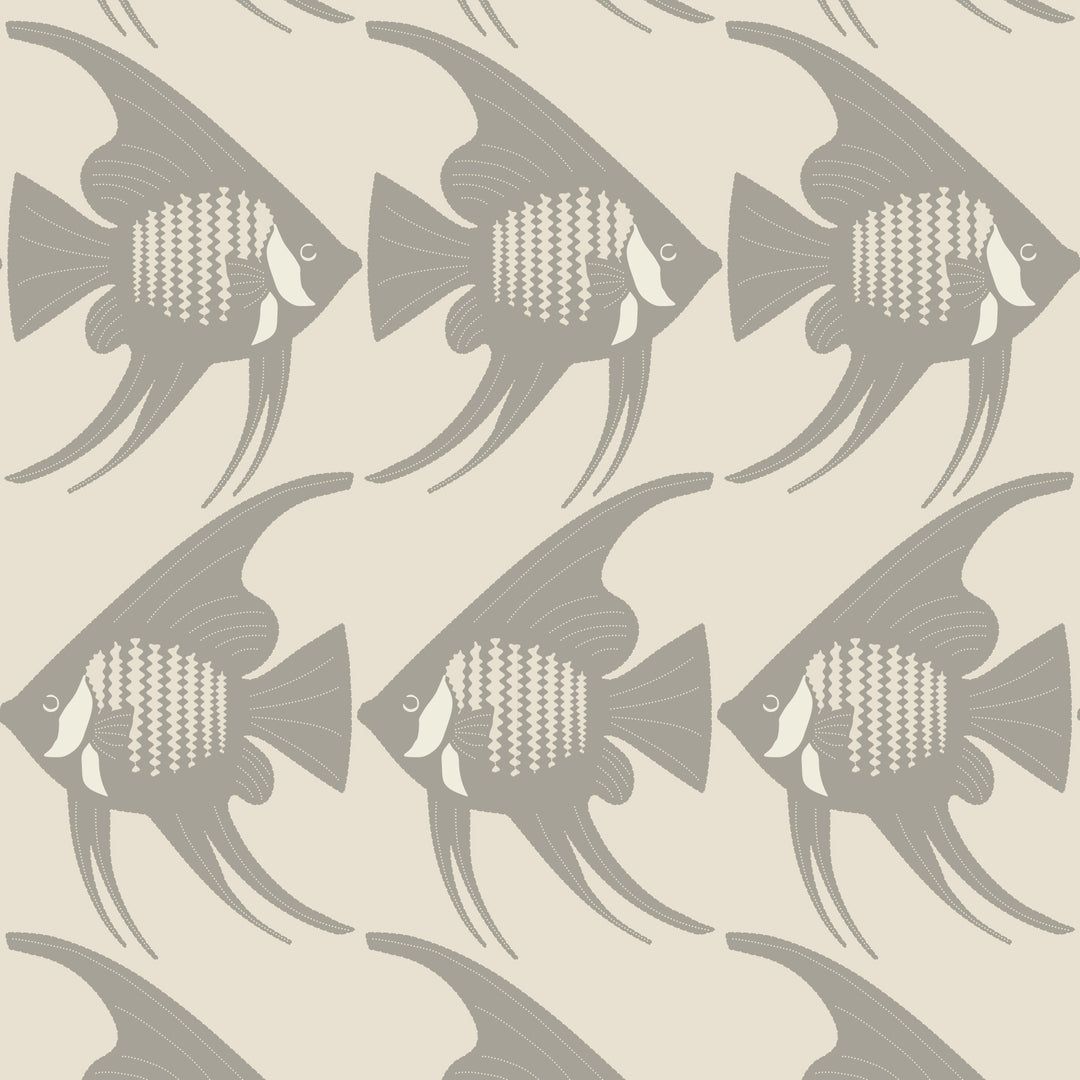 1080x1080 Taupe Angel Fish Wallpaper by Mitchell Black, Repeat: 20.25 Inches