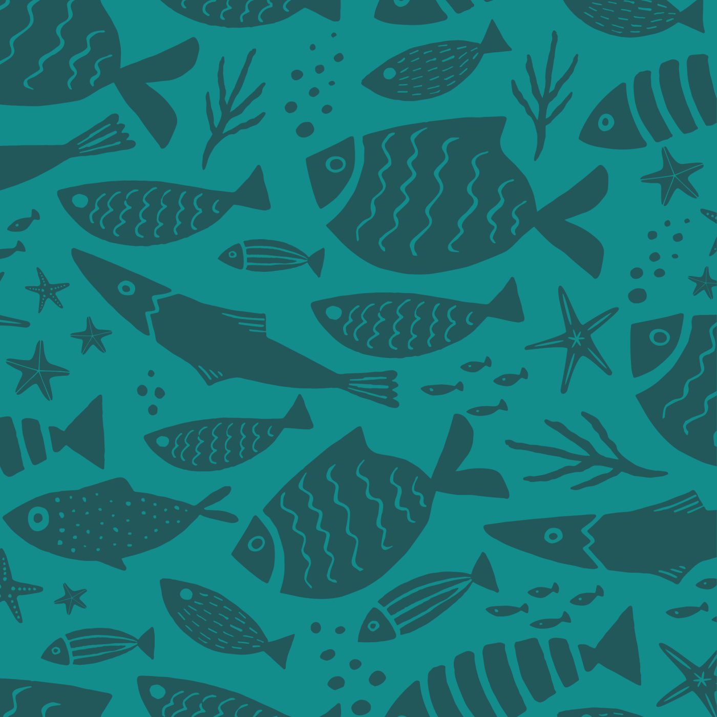 1400x1400 Fish In The Sea Peel And Stick Removable Wallpaper. Love vs. Design