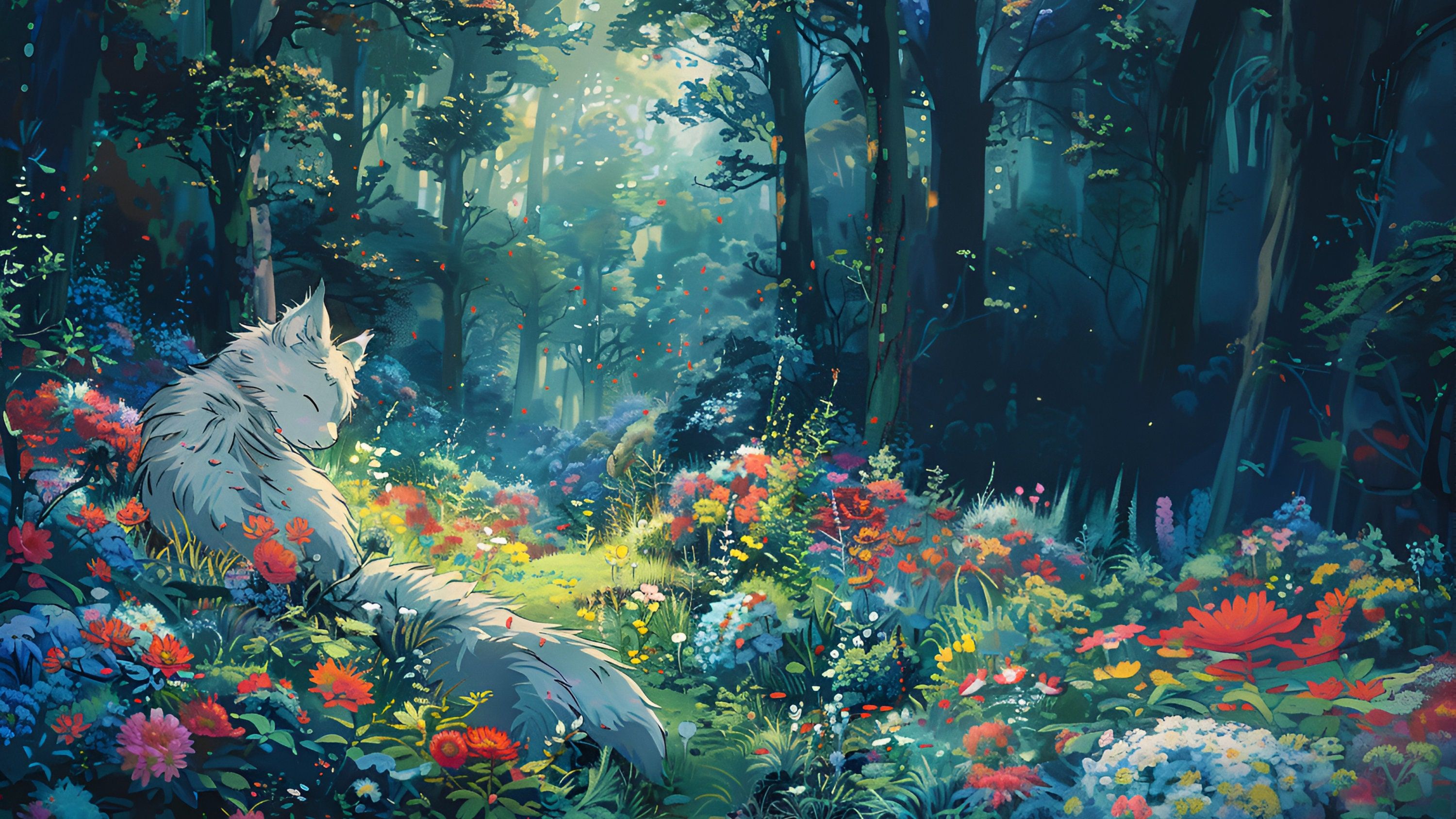 3000x1688 Studio Ghibli Art Style Forest Landscape