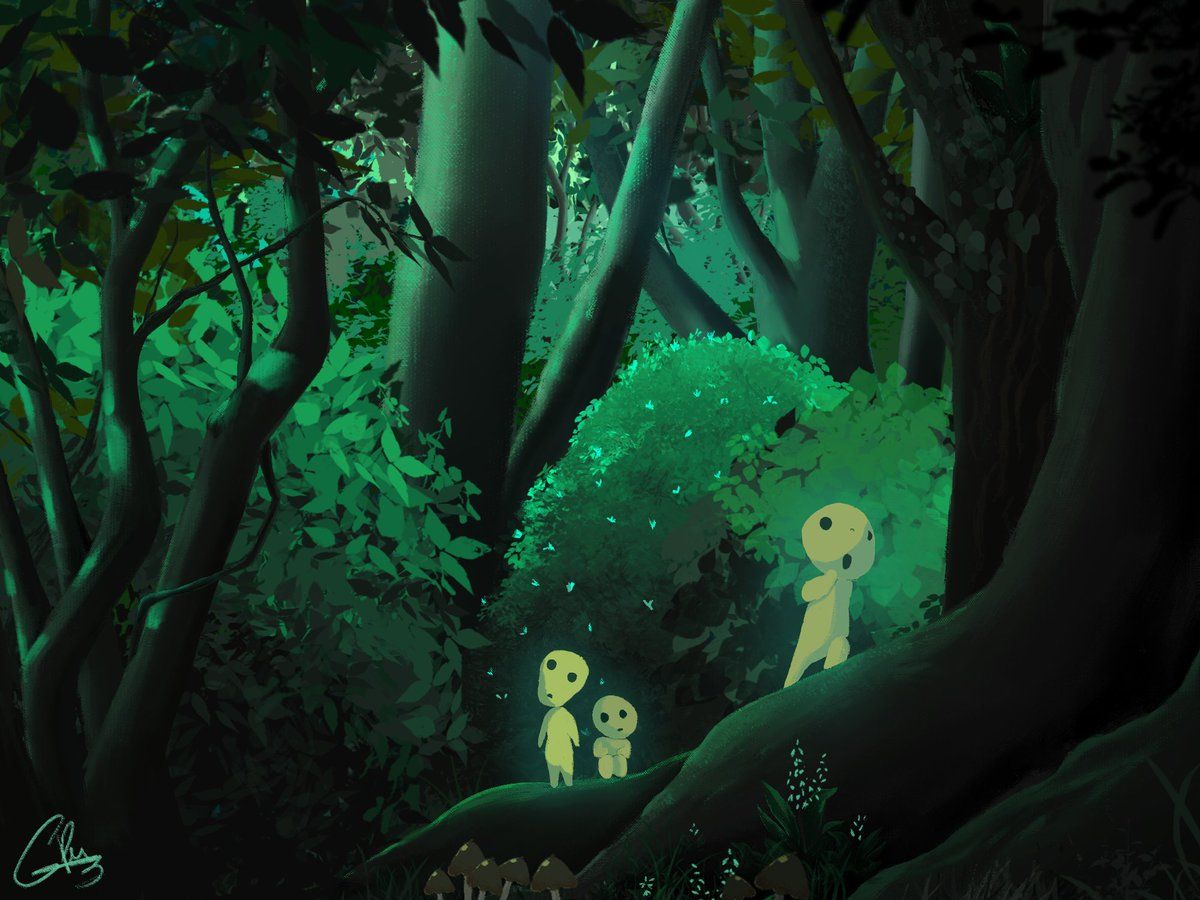 1200x900 The forest from Princess Mononoke, easily one of my favorite films from Studio Ghibli. The incredible art and the Kodama are specially cute, so I decided to draw them. #StudioGhibli #anime #movies #