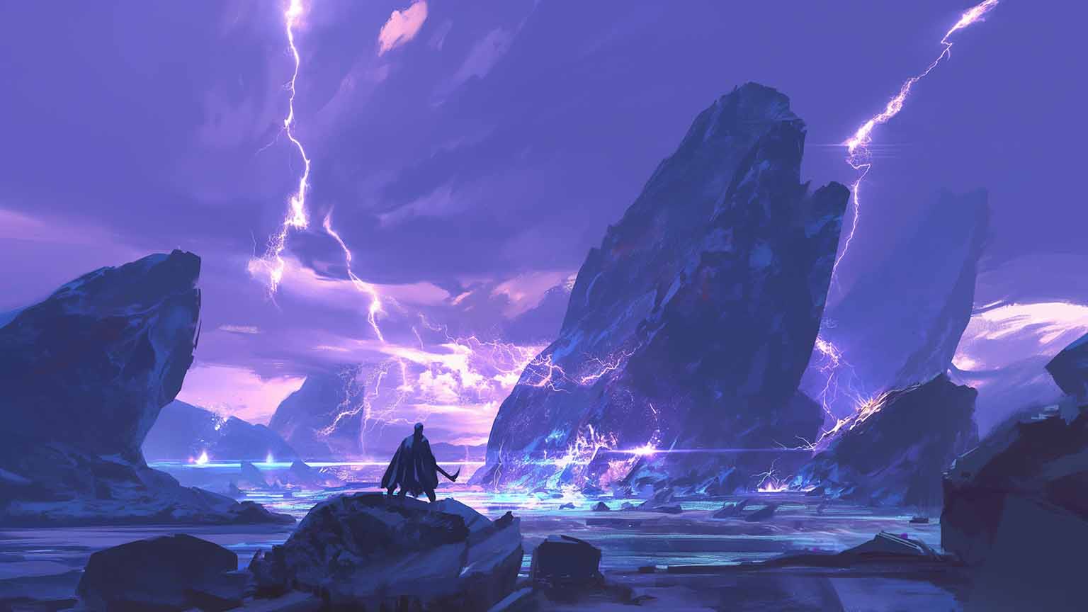 1536x864 Free Fantasy Landscape Storm Magic Desktop Wallpaper in 4K