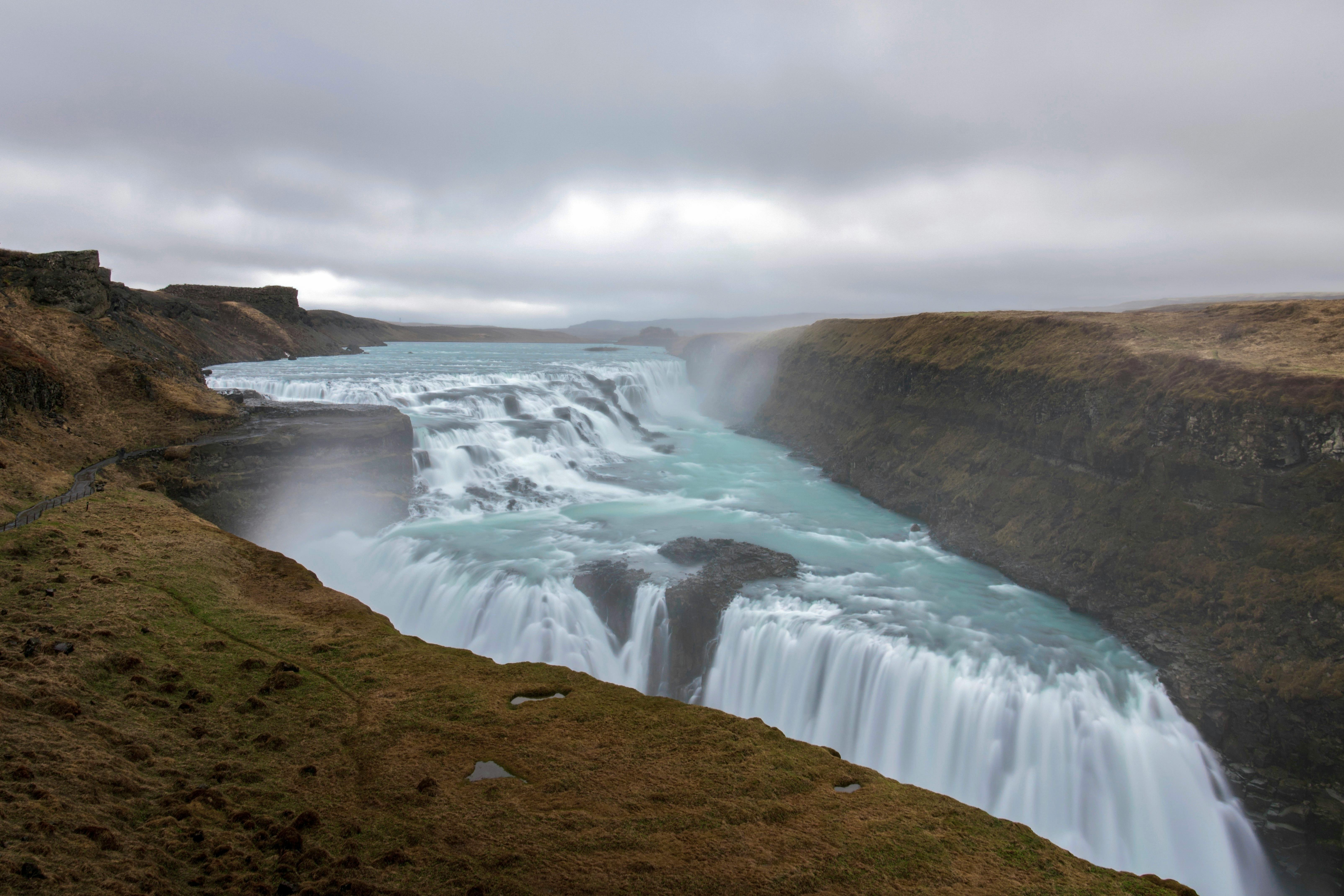 6418x4281 Aerial View of Gullfoss Falls in Iceland · Free