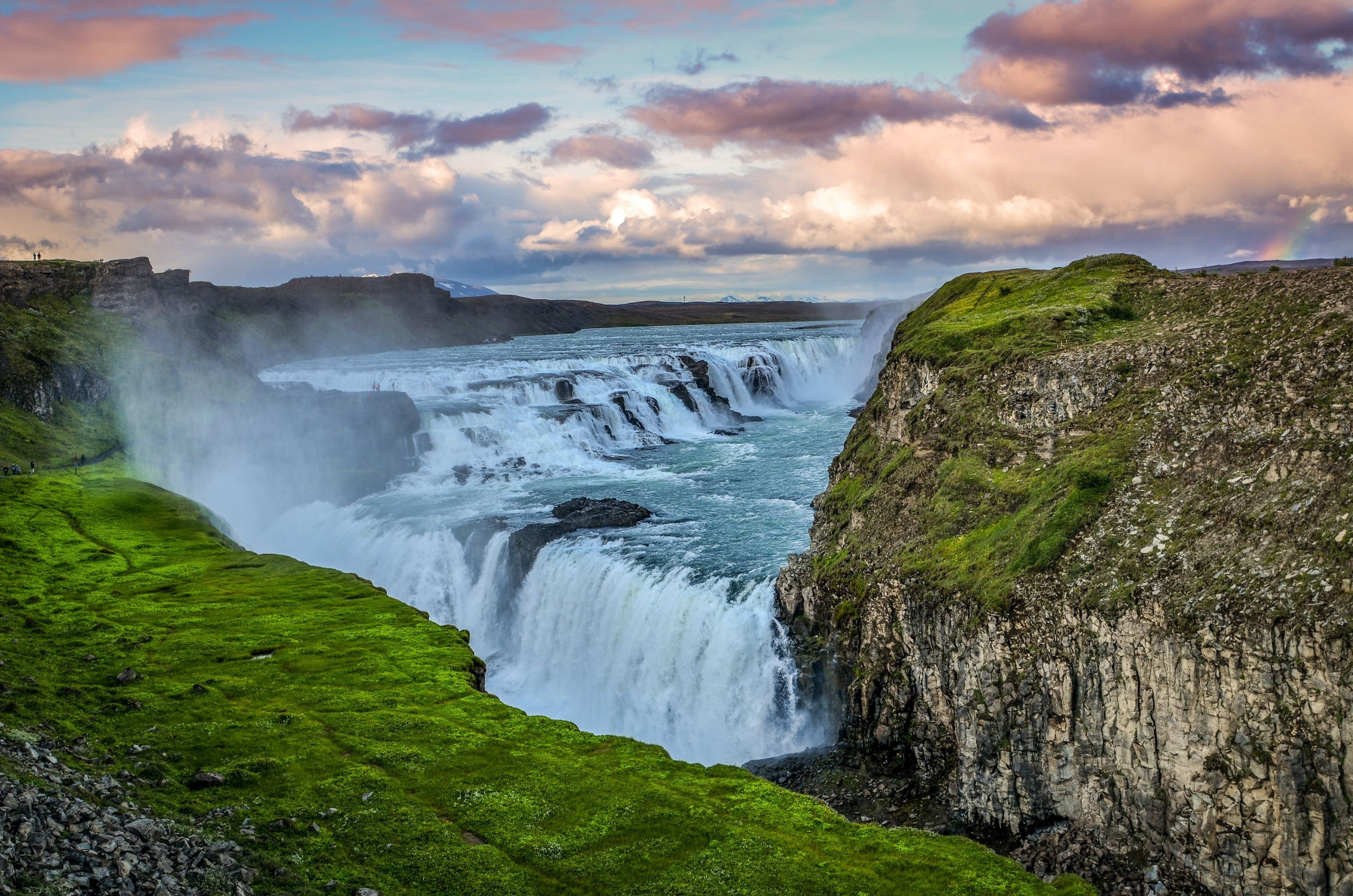 2956x1958 Download Mountain Waterfall Nature Gullfoss HD Wallpaperx1958