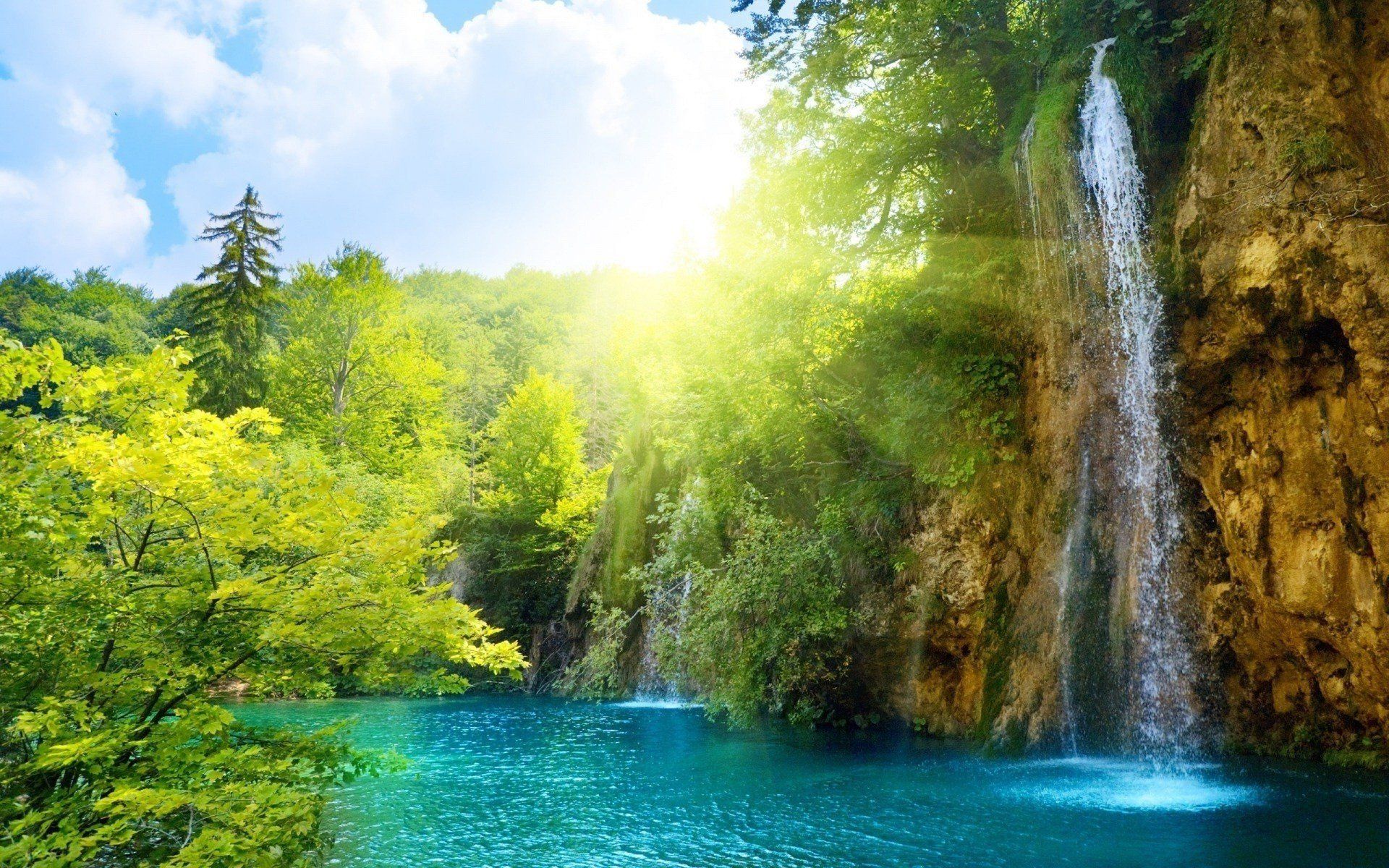 1920x1200 light, Landscapes, Nature, Sun, Falls, Bright Wallpaper HD / Desktop and Mobile Background