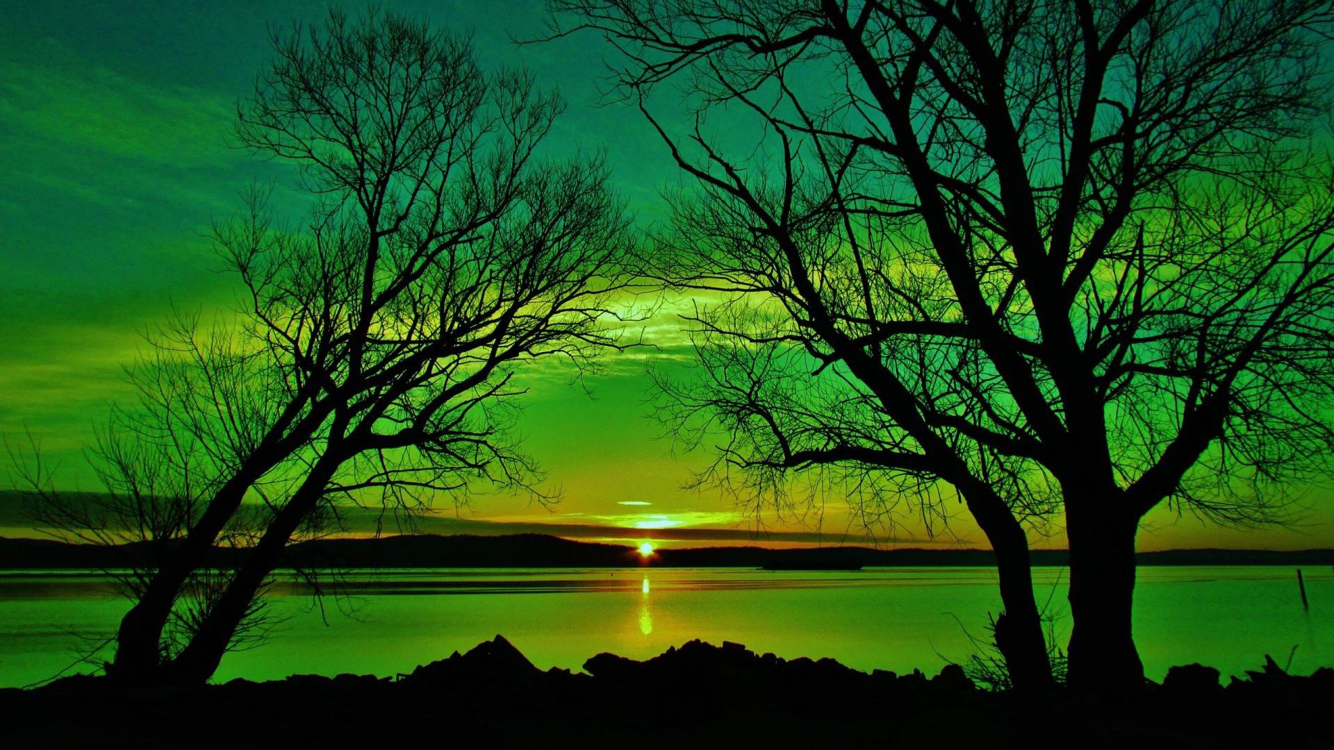 1920x1080 Beautiful Sunset Mountains Reflection On River HD Sunset Wallpaper