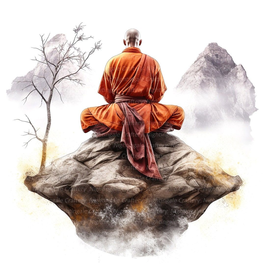 1080x1080 Shaolin Monk Clipart, Buddhism, Kung Fu, Printable Watercolor Clipart, High Quality Jpgs, Digital Download, Paper Craft, Junk Journals