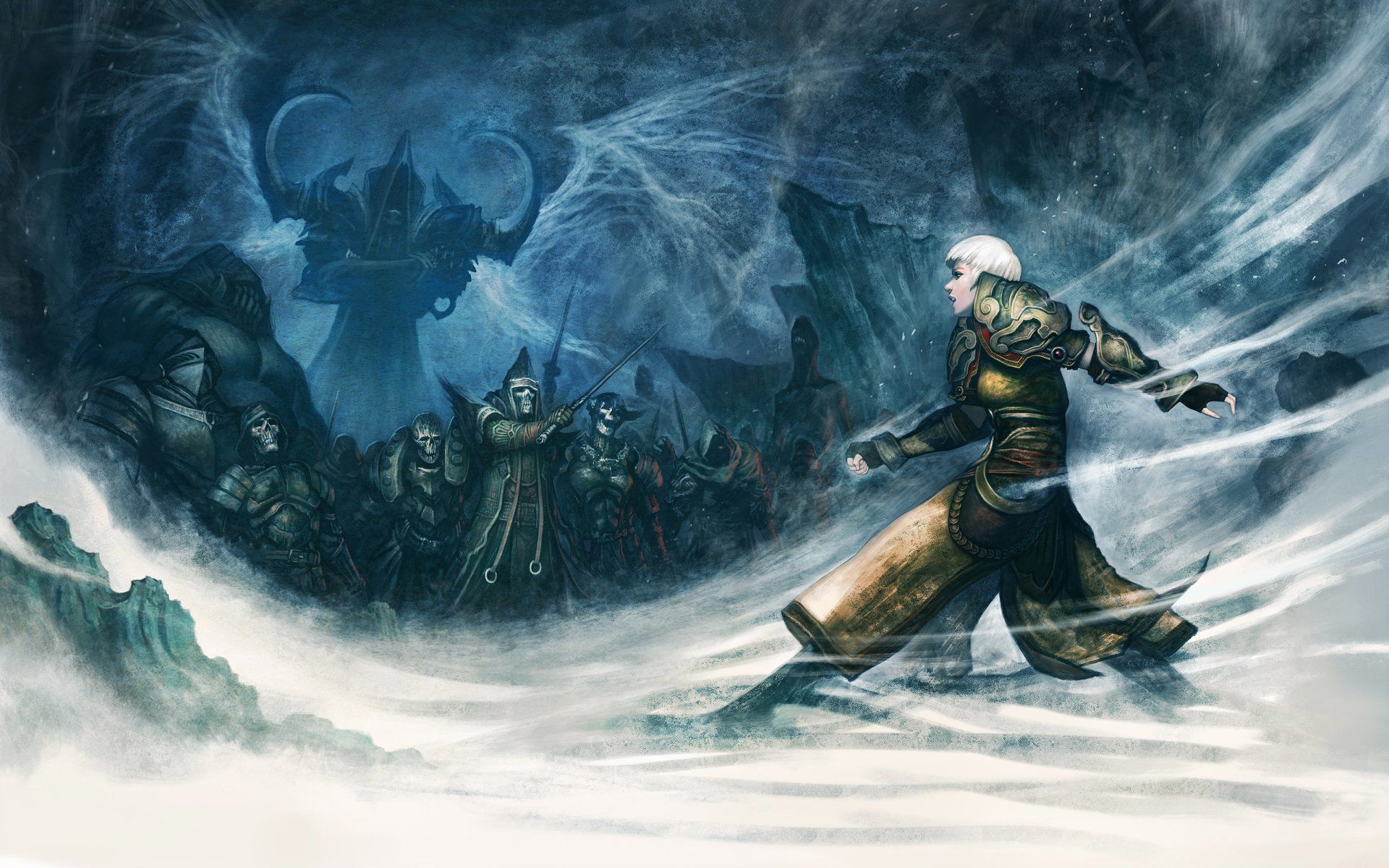 1920x1200 Undead White Haired Monk Battling Malthael