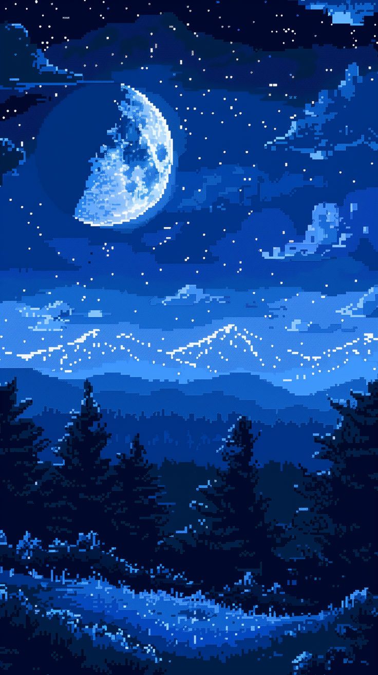 736x1313 Half Moon Pixel Art Wallpaper 2