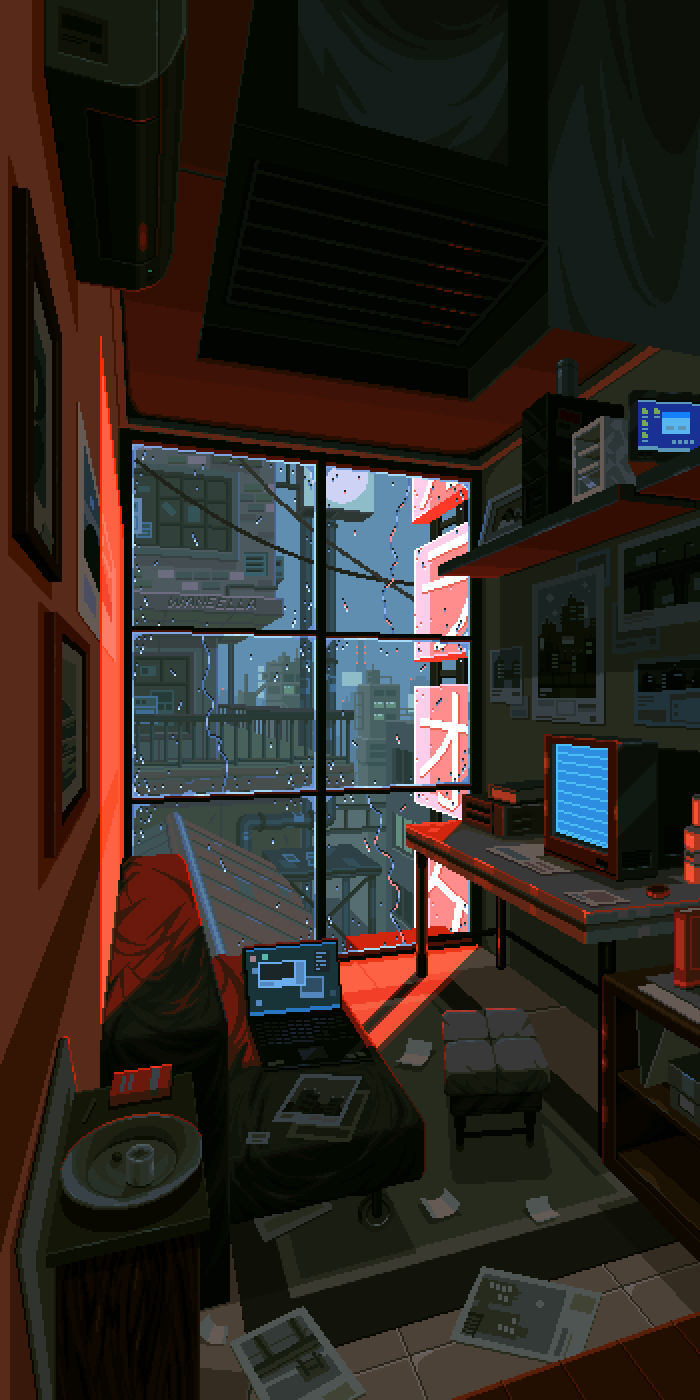 700x1400 Pixel art cyberpunk gif. Retro gif wallpaper, Chill pixel art wallpaper, Art background