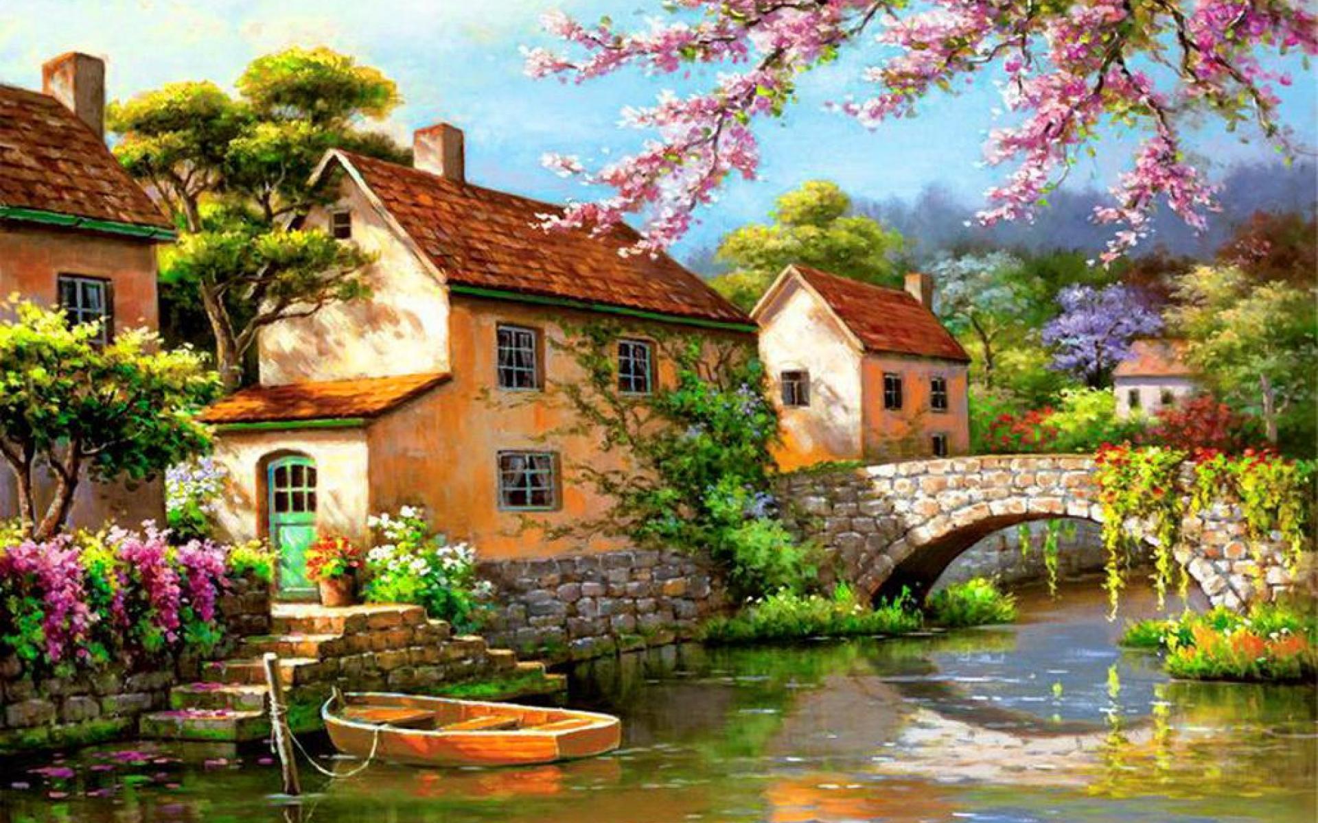1920x1200 Beautiful Countryside Village Wallpaper