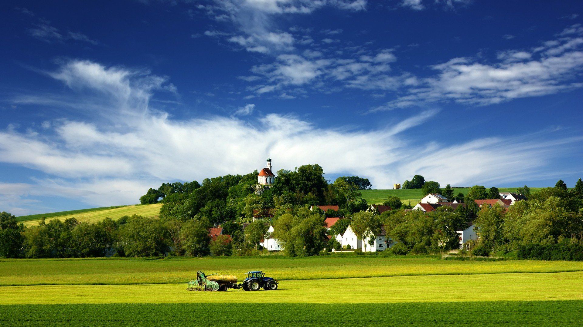 1920x1080 landscapes, Nature, Fields, Tractors, Villages, Countryside, Land Wallpaper HD / Desktop and Mobile Background