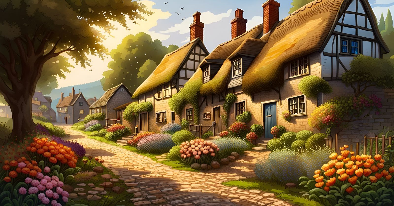 1600x838 Countryside village Village with Colorful Garde